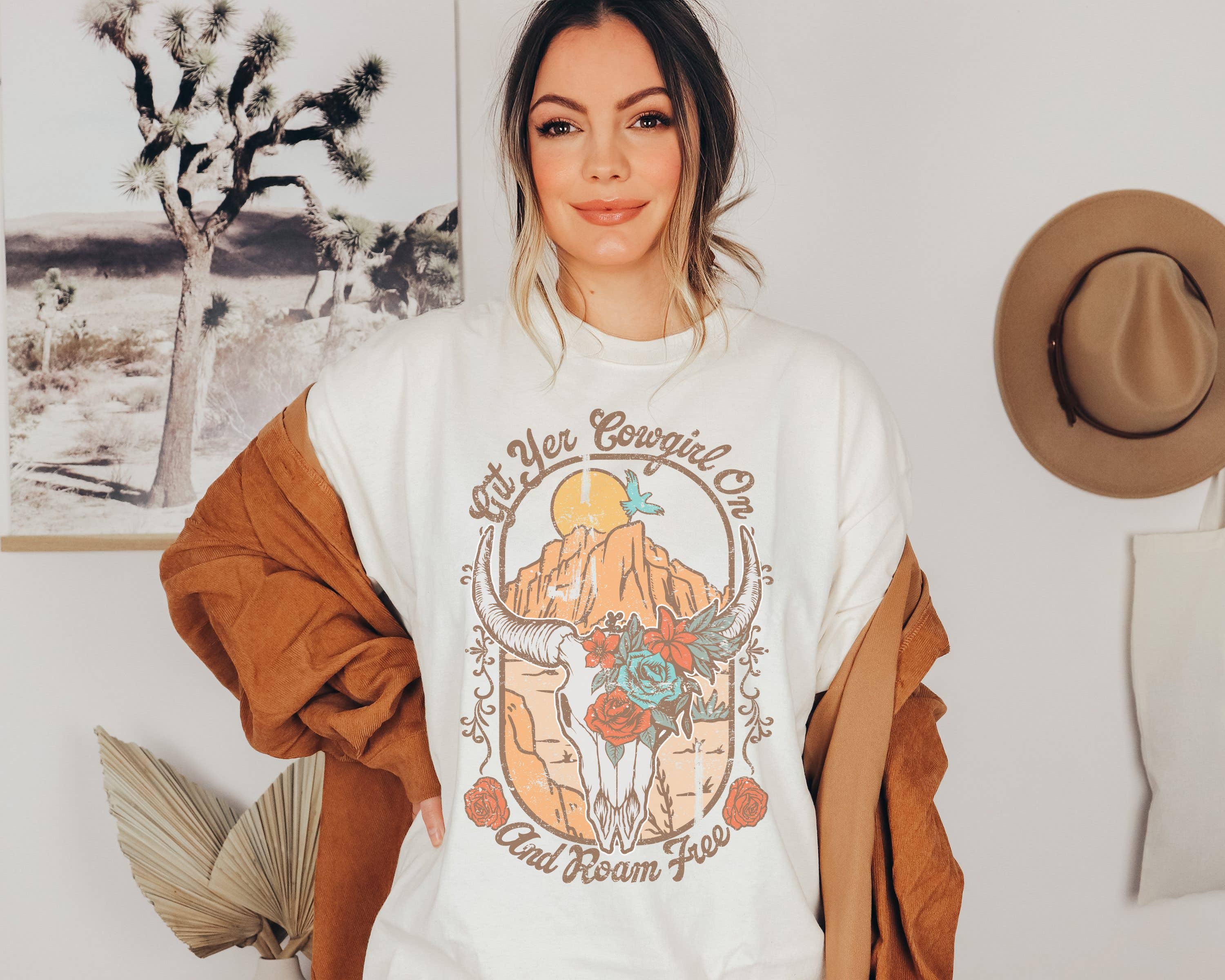 Git Yer Cowgirl On Graphic Tee | Western Shirt | Cactus Tee Hoodie, Sweatshirt | PodTeesHub.com