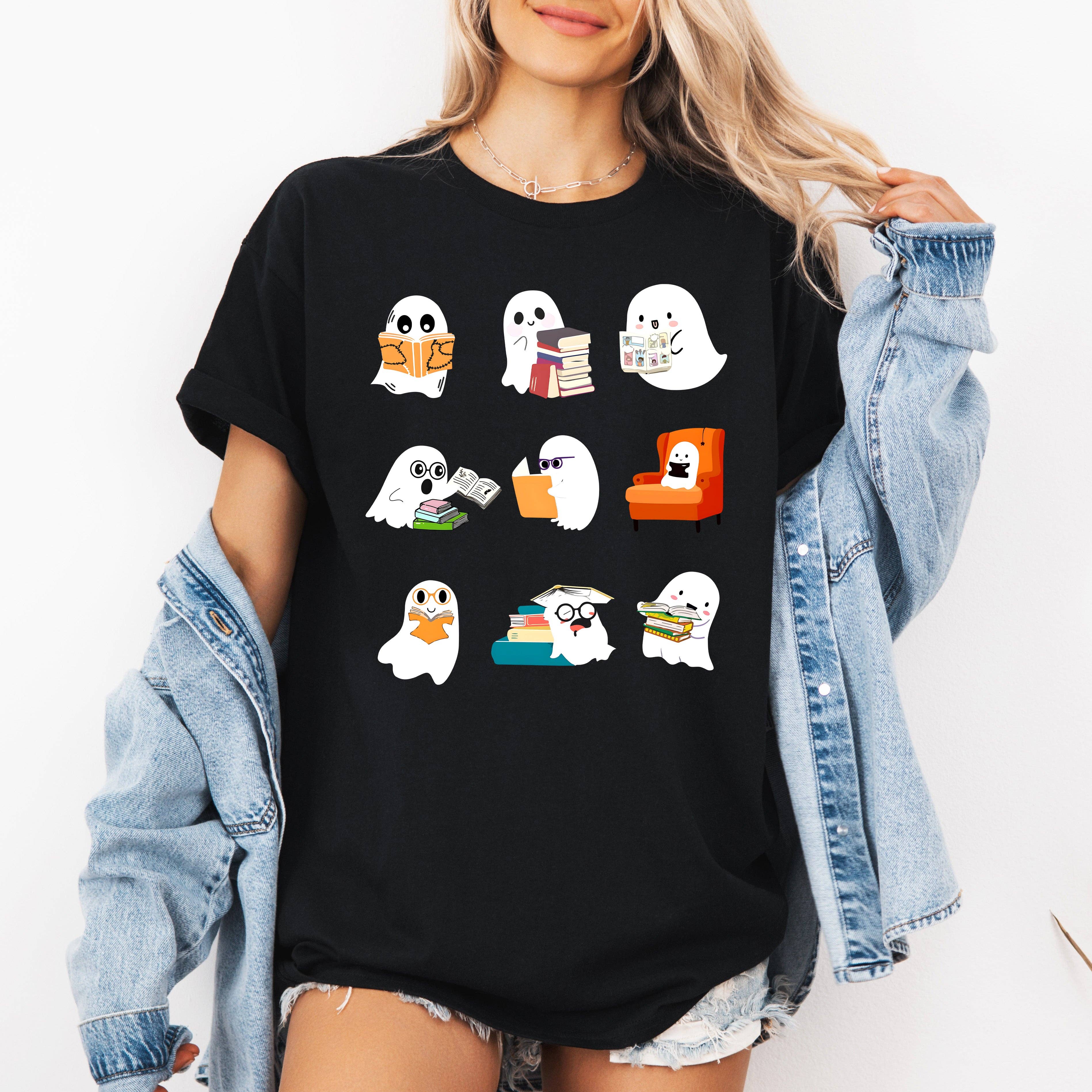 Reading Ghosts, Halloween, Library, Books, Tshirt Hoodie, Sweatshirt | PodTeesHub.com