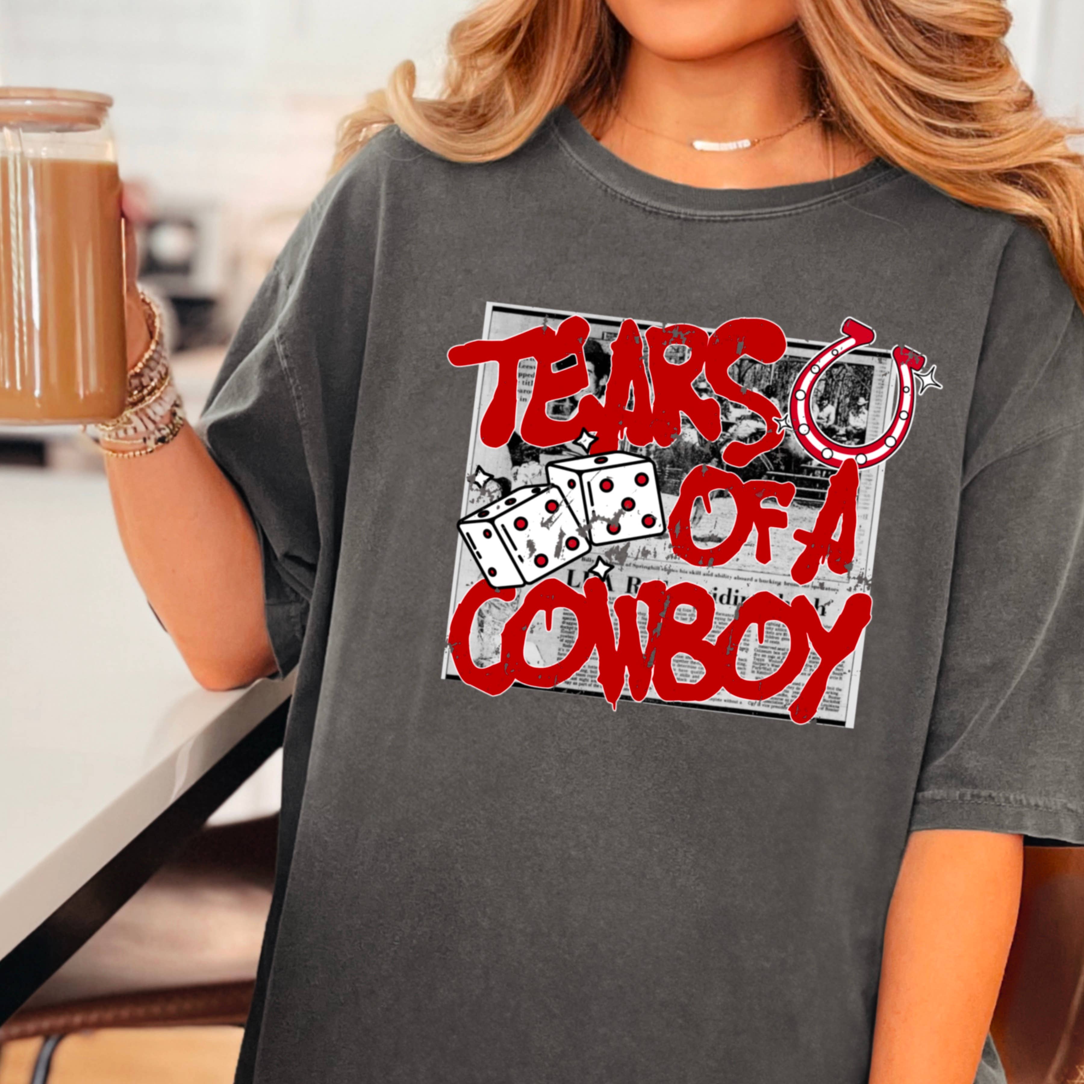 Tears of A Cowboy Western Graphic Tee | Comfort Color Hoodie, Sweatshirt | PodTeesHub.com