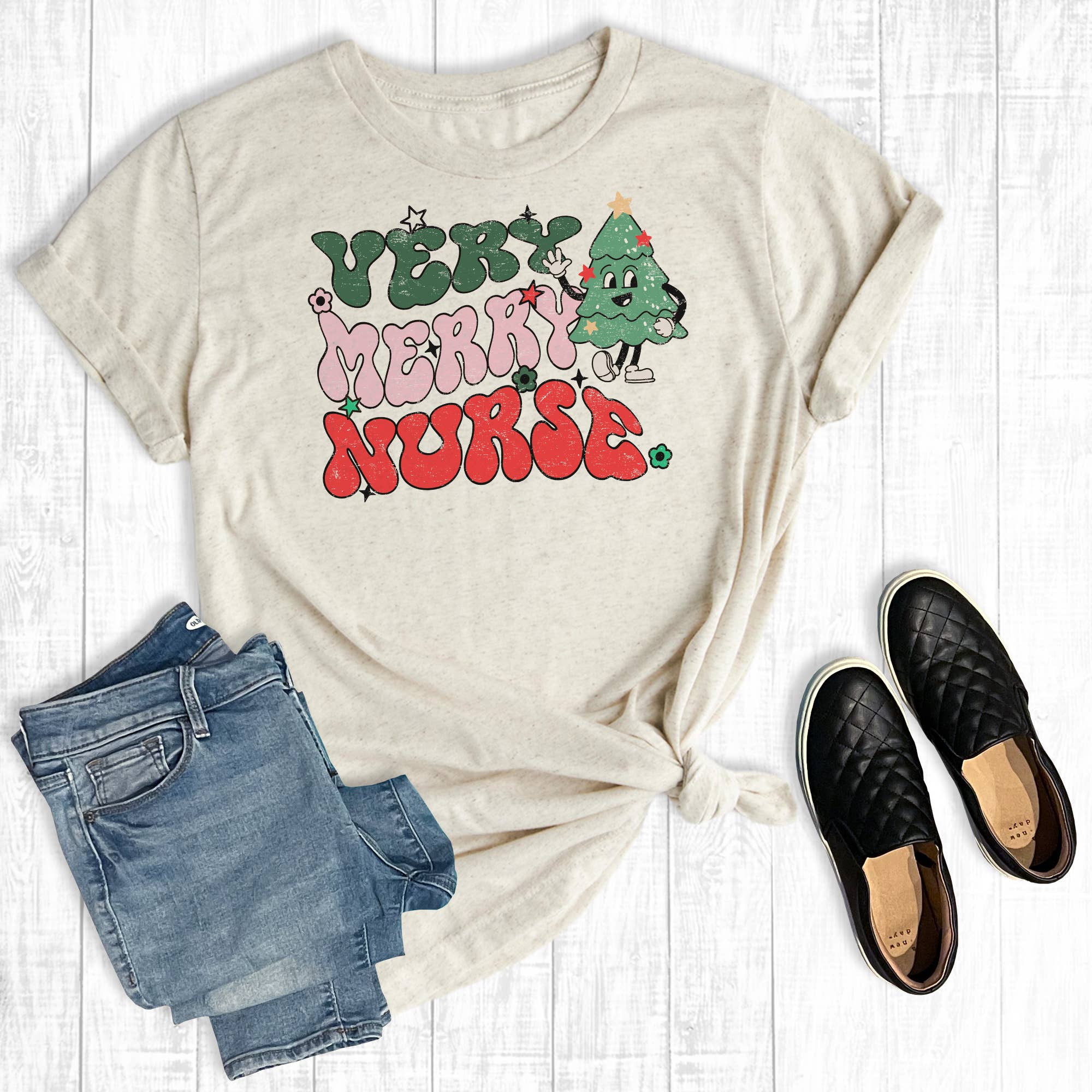 Very Merry Nurse Graphic Tee Hoodie, Sweatshirt | PodTeesHub.com