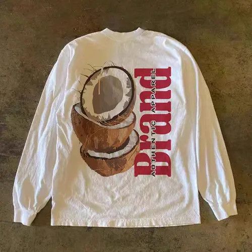 Other Coconut Print Casual Retro Long Sleeve Tee Hoodie, Sweatshirt | PodTeesHub.com