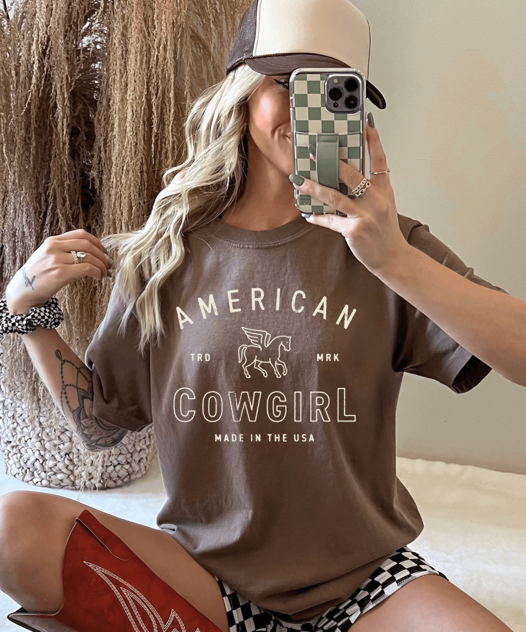 American Cowgirl Comfort Color Tee - Espresso Hoodie, Sweatshirt | PodTeesHub.com