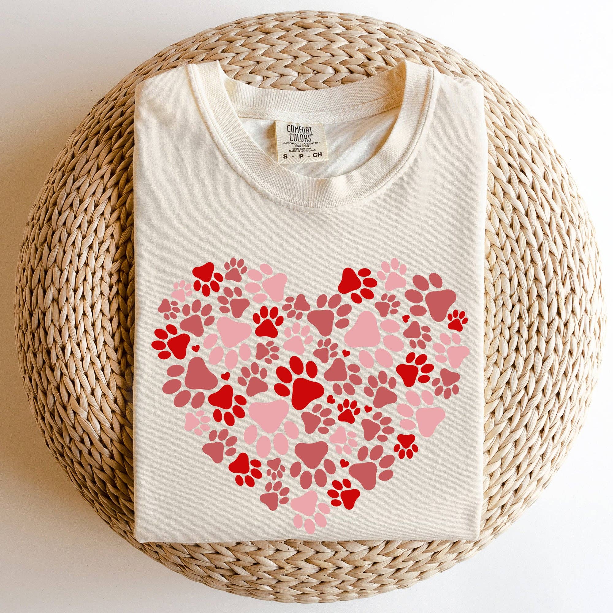 Paw Print Heart, Pets, Dogs, Cats, Comfort Colors Tshirt, Valentine's Day Hoodie, Sweatshirt | PodTeesHub.com