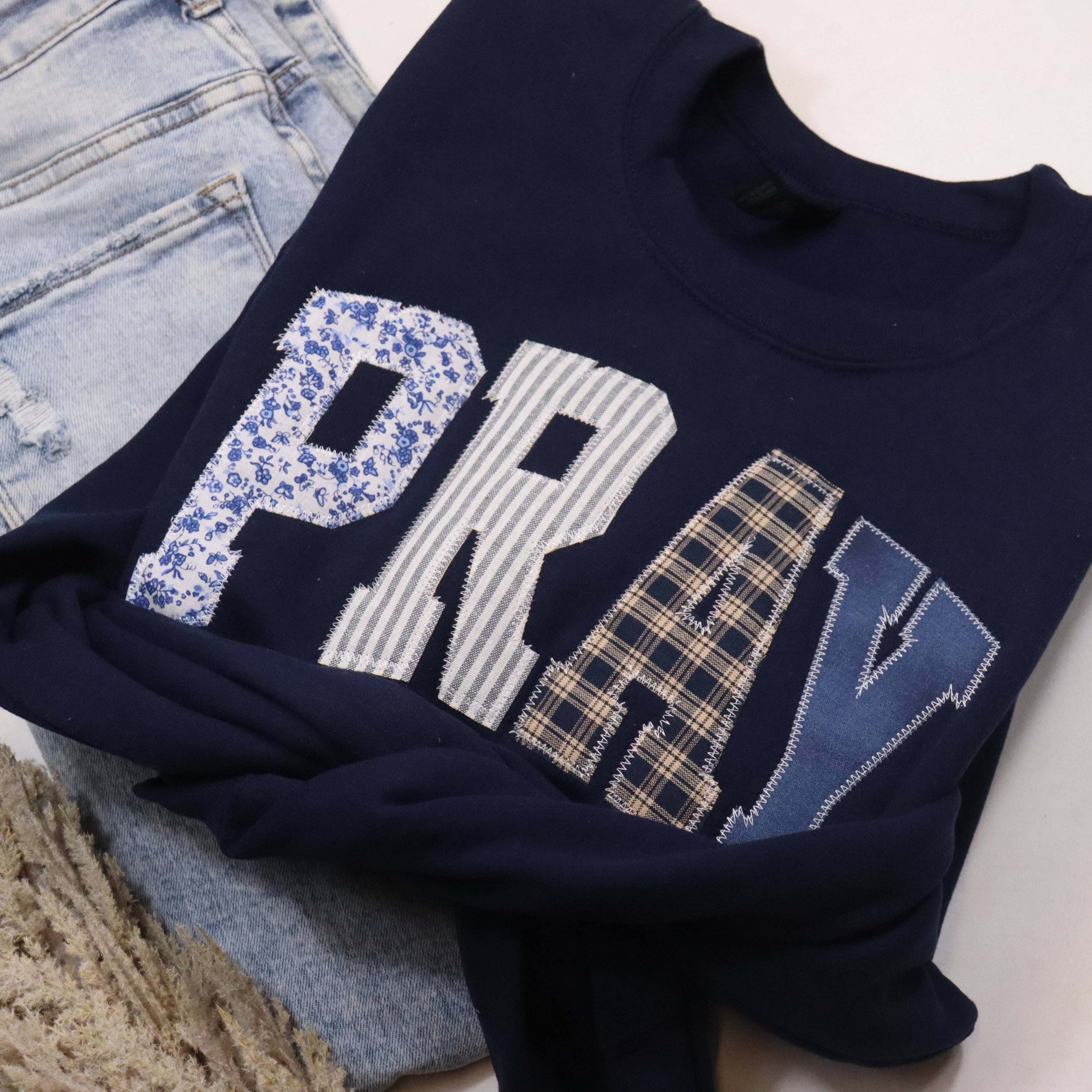 Navy Pray Christian Faith Sweatshirt T-Shirts, Hoodie | PodTeesHub.com