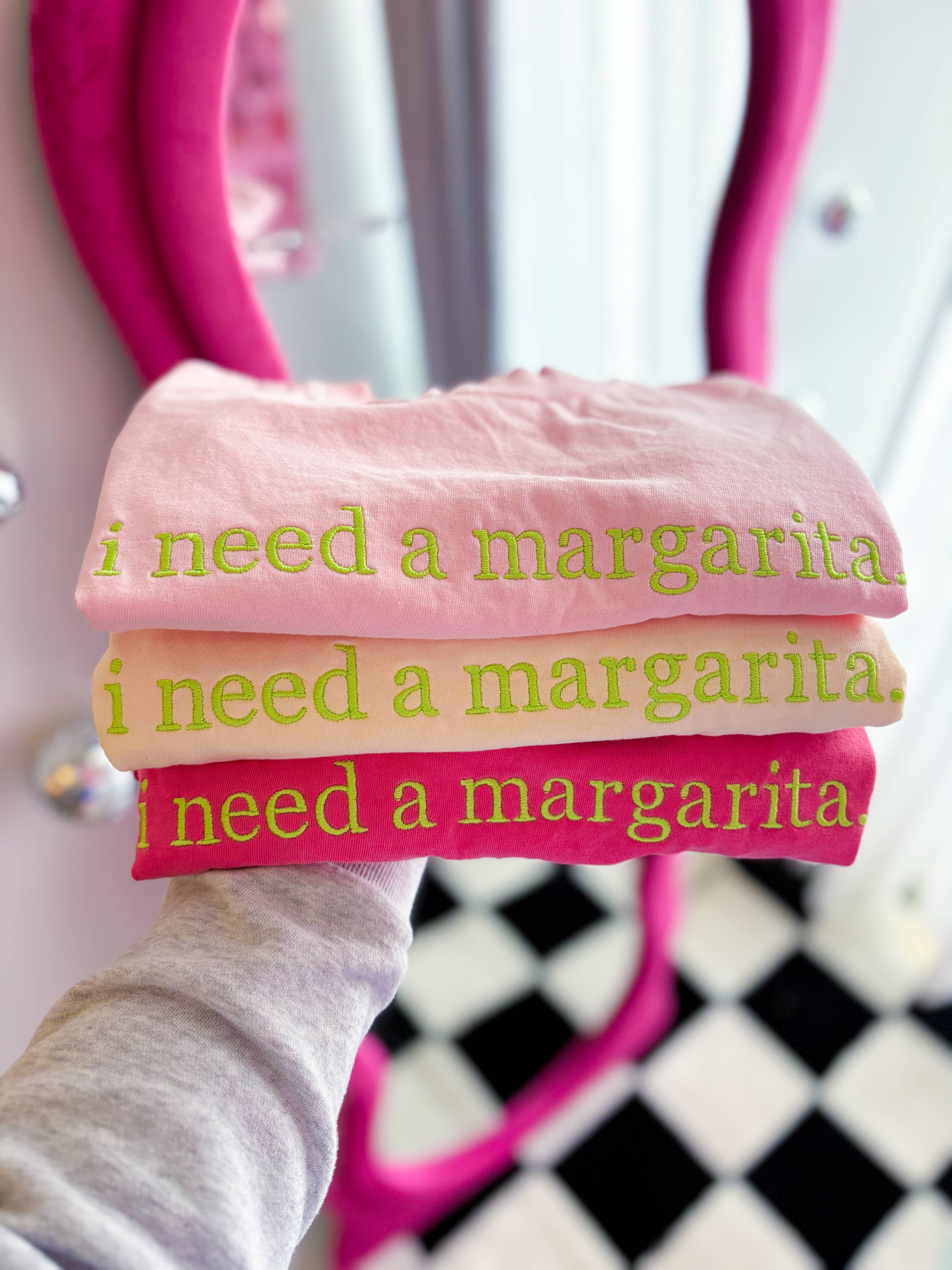I Need A Marg Embroidered Tee | Summer Tshirt, Margarita Tee Hoodie, Sweatshirt | PodTeesHub.com