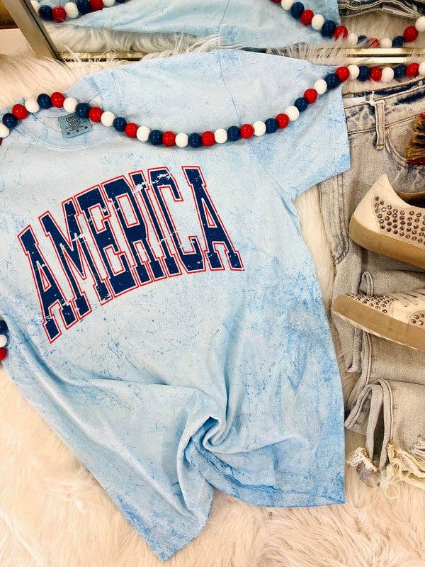America Varsity Distressed Colorblast Tee Hoodie, Sweatshirt | PodTeesHub.com