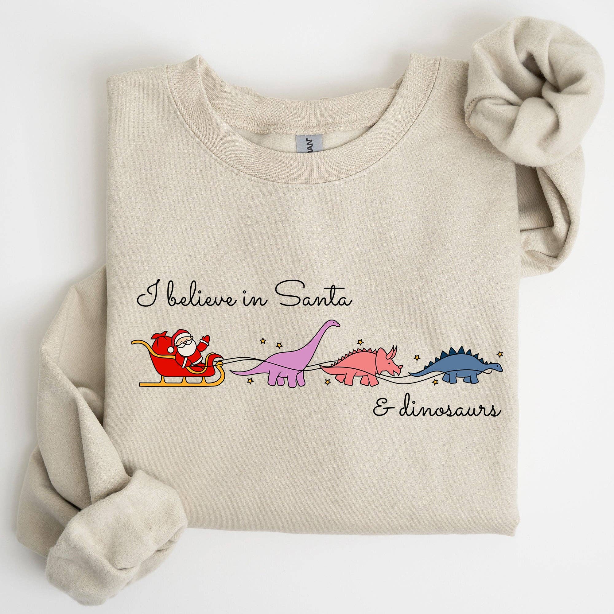I Believe in Santa and Dinosaurs, Christmas Sweatshirt T-Shirts, Hoodie | PodTeesHub.com