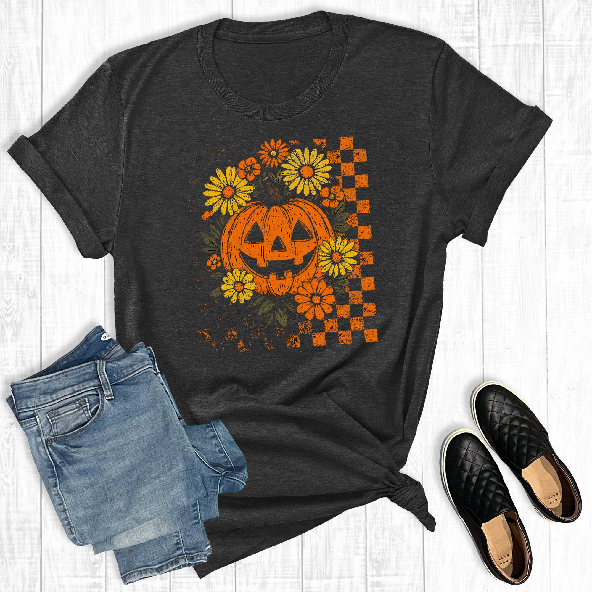 Boho Fall Jack-O-Lantern Graphic Tee Hoodie, Sweatshirt | PodTeesHub.com