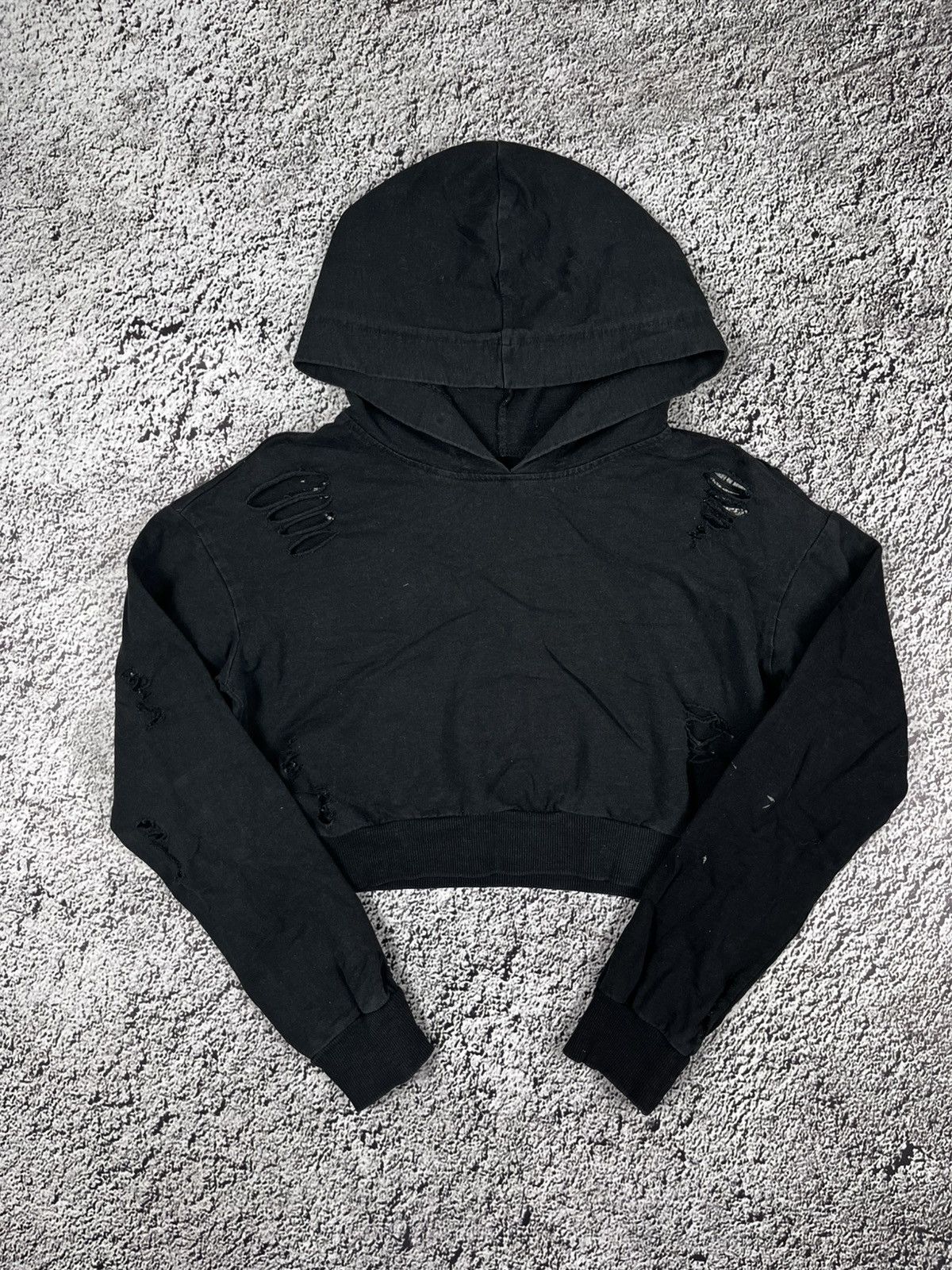 Vintage Y2k Cropped Ripped Hoodie Opium Avantgarde Style S T-Shirts, Sweatshirt | PodTeesHub.com