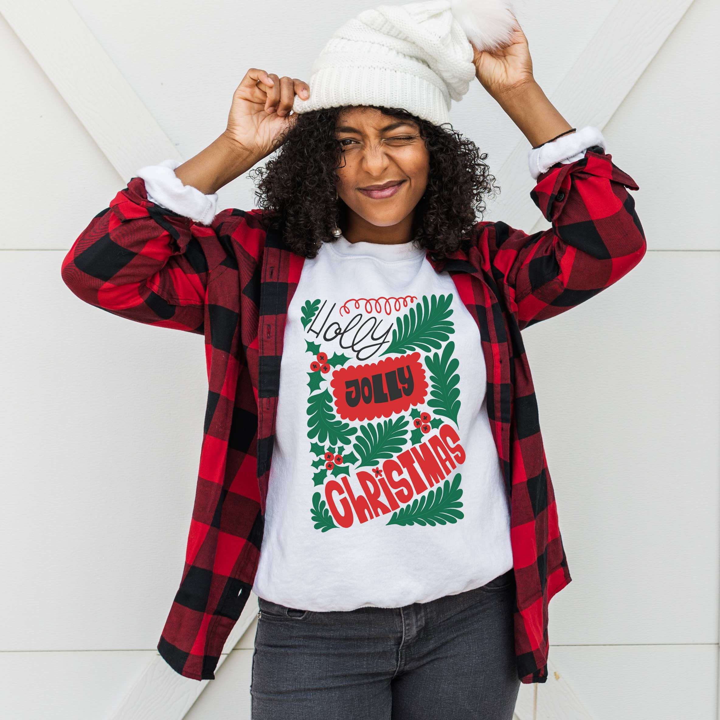 Holly Jolly Christmas Crewneck Sweatshirt | Holiday | Winter T-Shirts, Hoodie | PodTeesHub.com