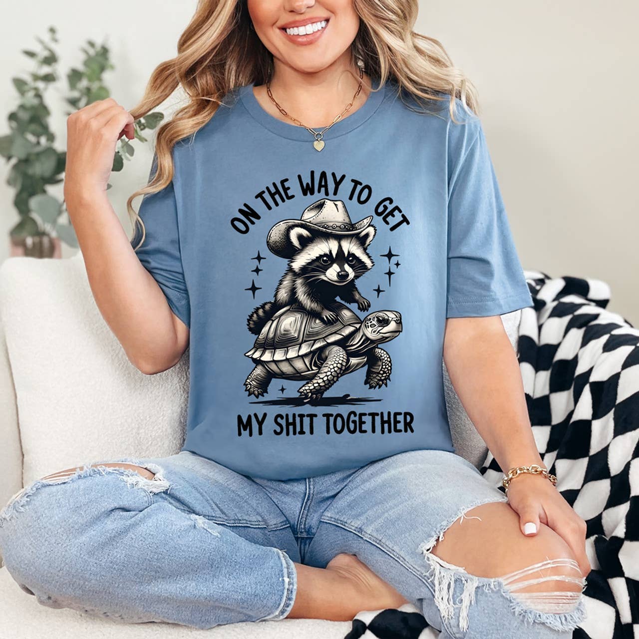 On the Way To Get My Shit Together Raccoon Tee Hoodie, Sweatshirt | PodTeesHub.com