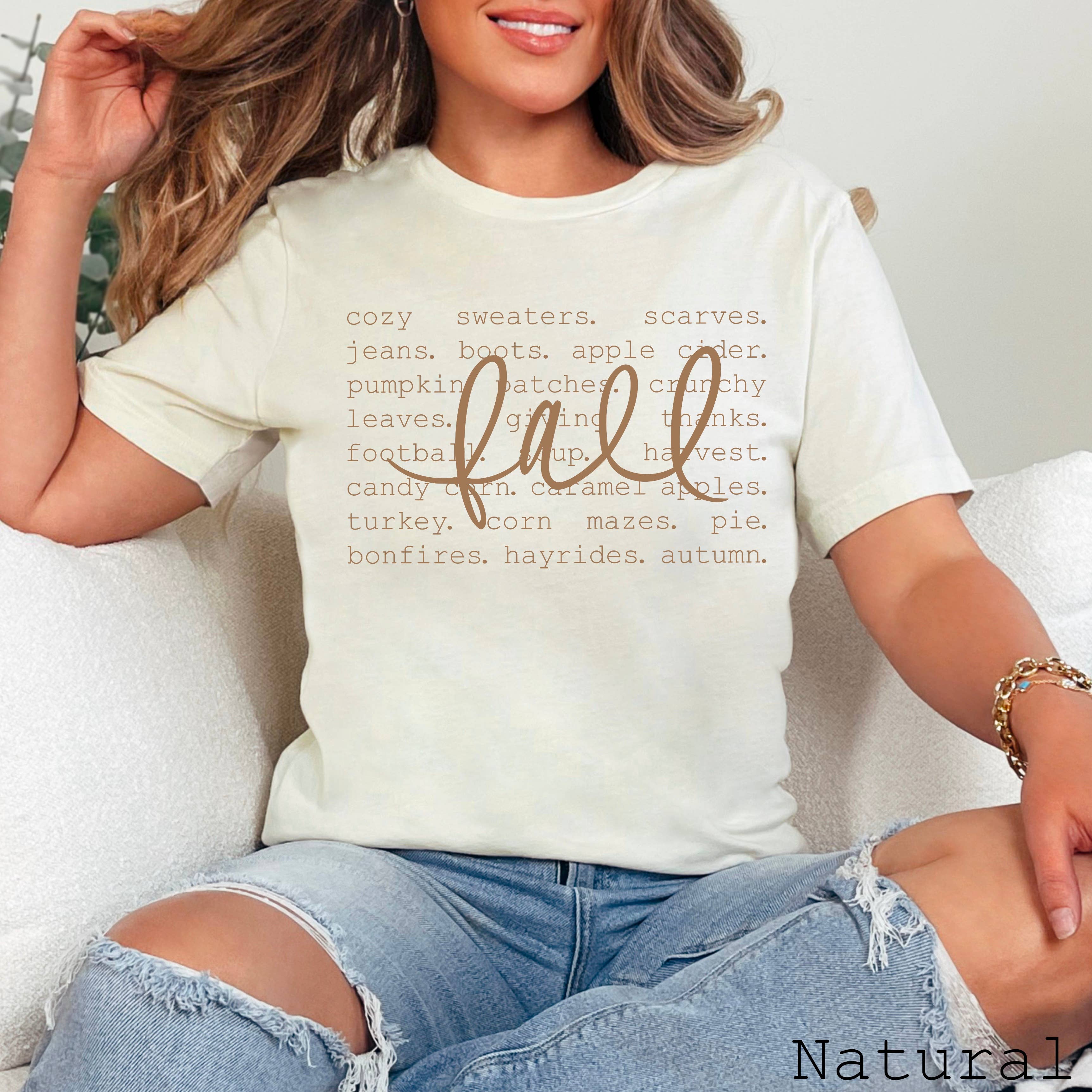 Fall Things Women’S  Fall Graphic Tee  | Bella Canvas Hoodie, Sweatshirt | PodTeesHub.com