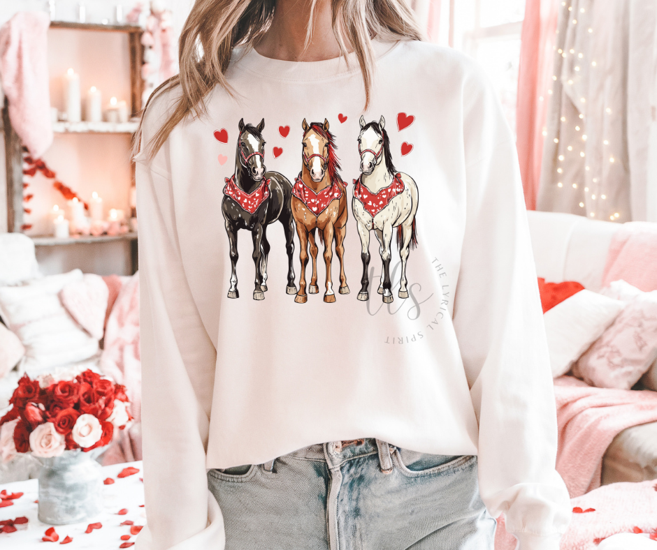 Valentine's Horses Sweatshirt T-Shirts, Hoodie | PodTeesHub.com