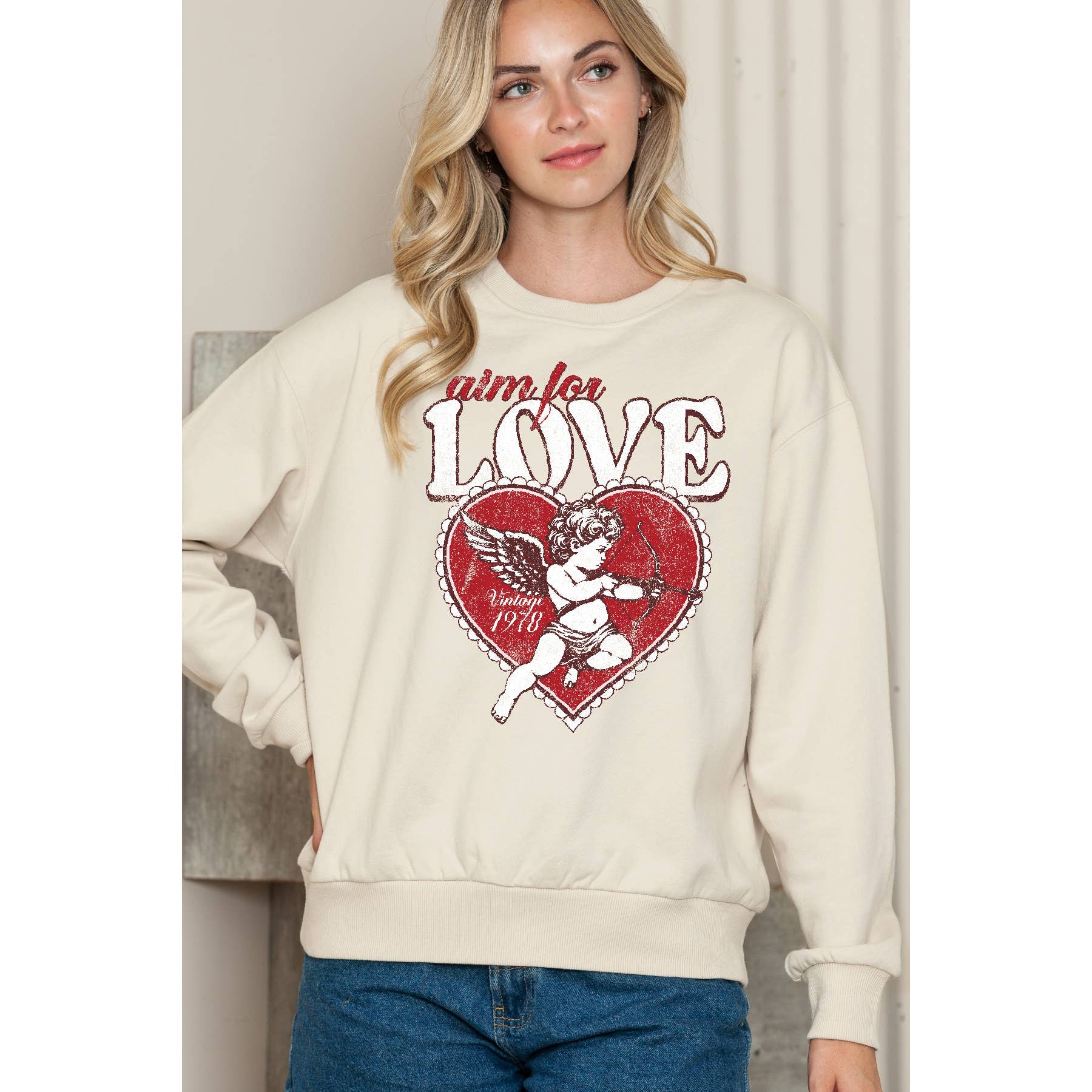 Cupid Aim For Love Crewneck Sweatshirt T-Shirts, Hoodie | PodTeesHub.com