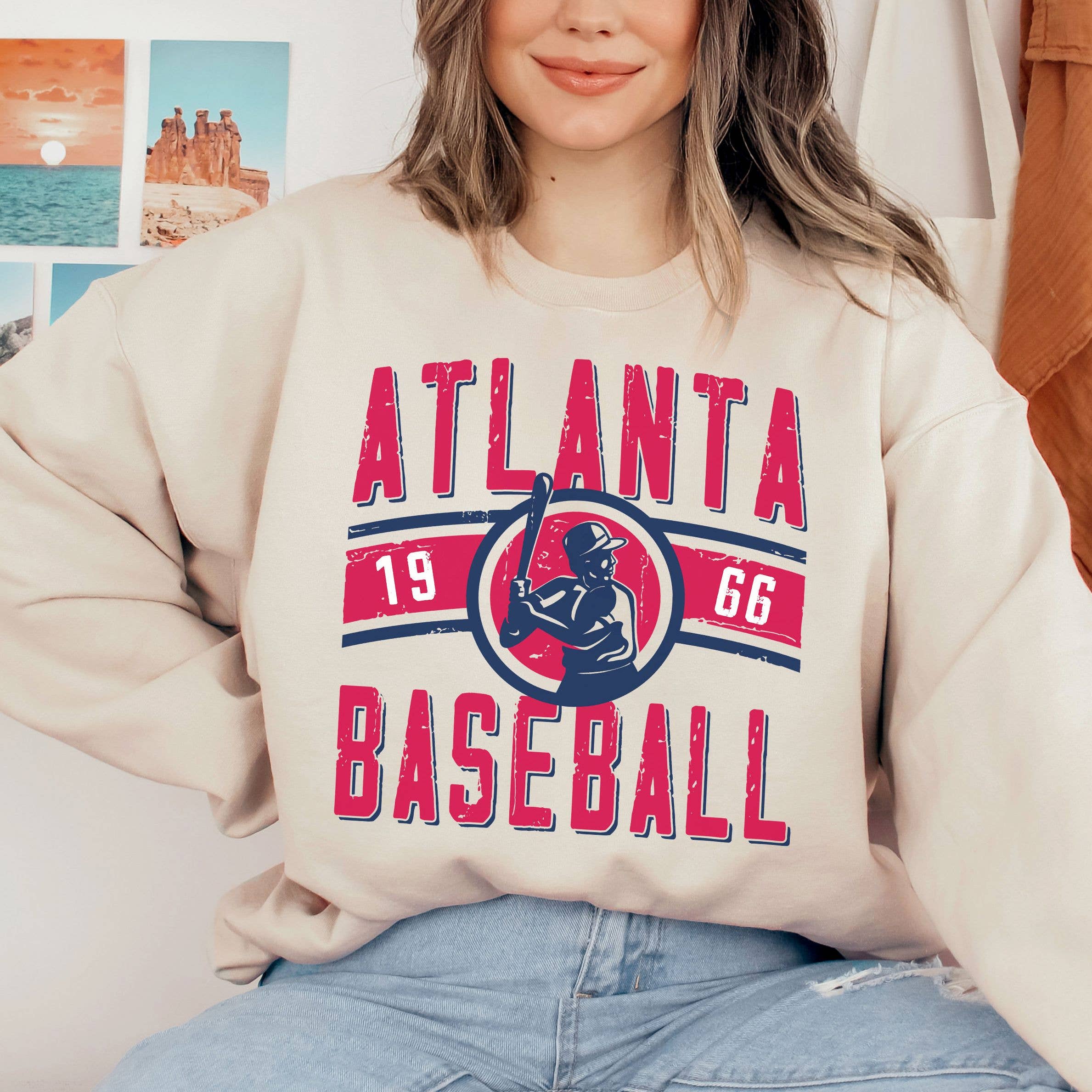 Retro Atlanta Braves Game Day Sweat Sweatshirt  Vintage Base T-Shirts, Hoodie | PodTeesHub.com