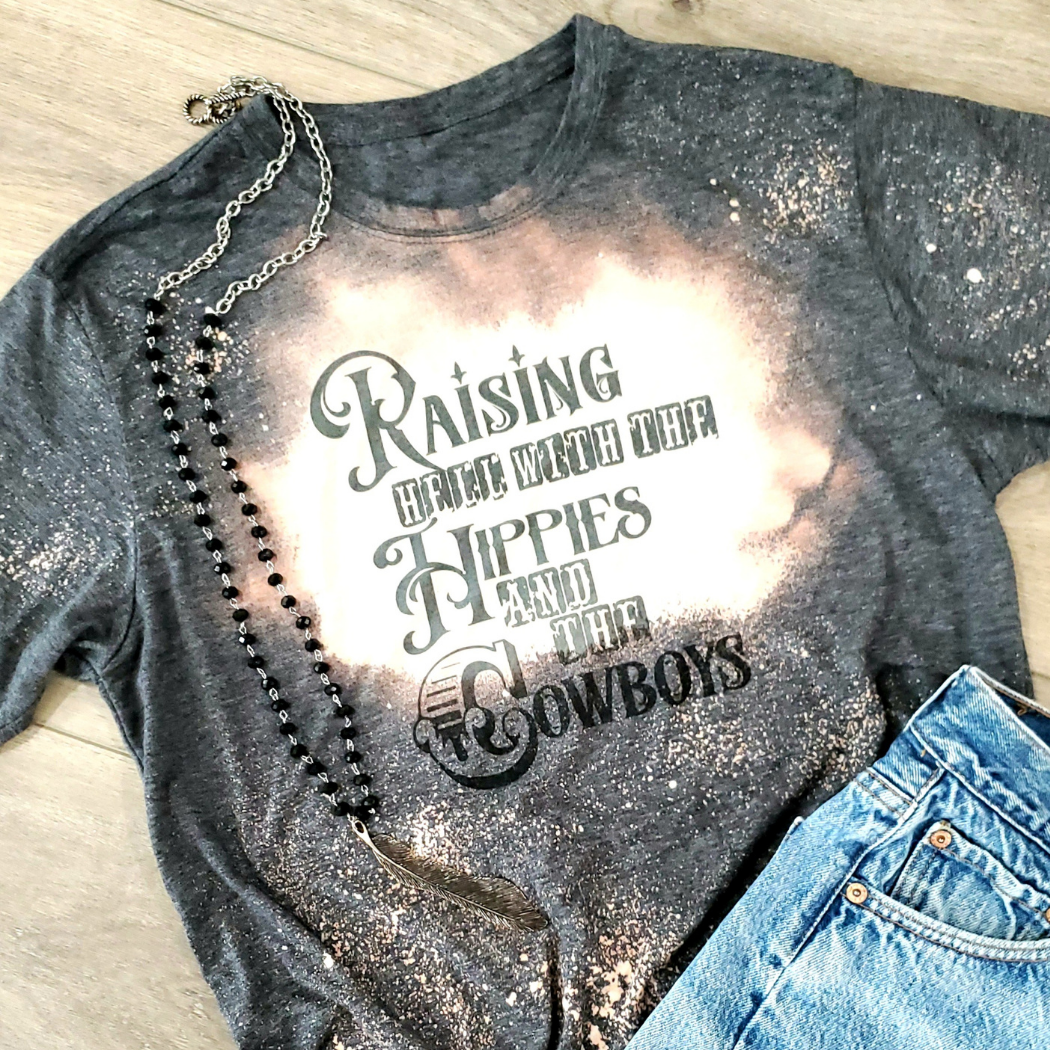 Raising Hell with the Hippies and the Cowboys Graphic Tee Hoodie, Sweatshirt | PodTeesHub.com