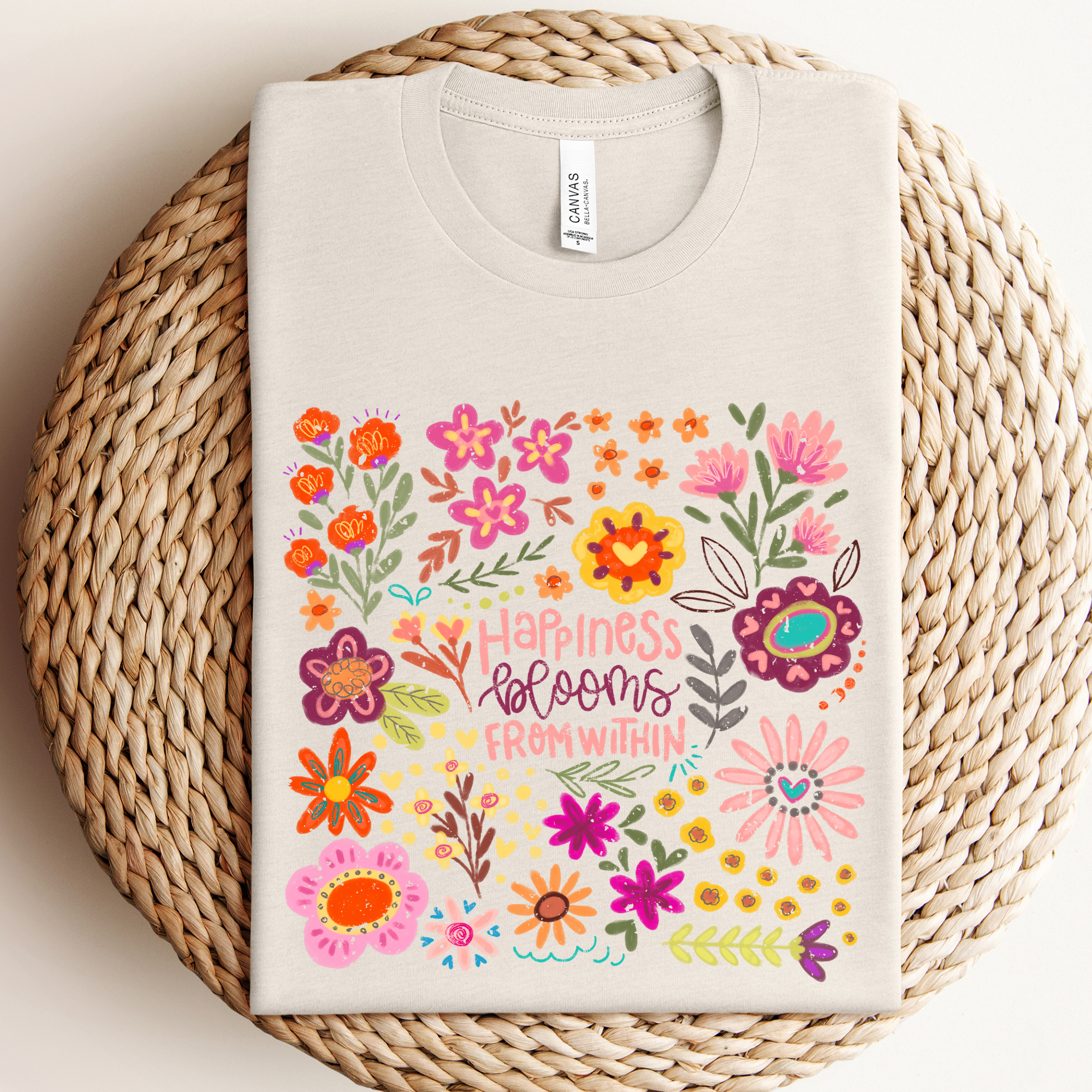 Happiness Blooms from Within Graphic Tee/Crewneck Hoodie, Sweatshirt | PodTeesHub.com