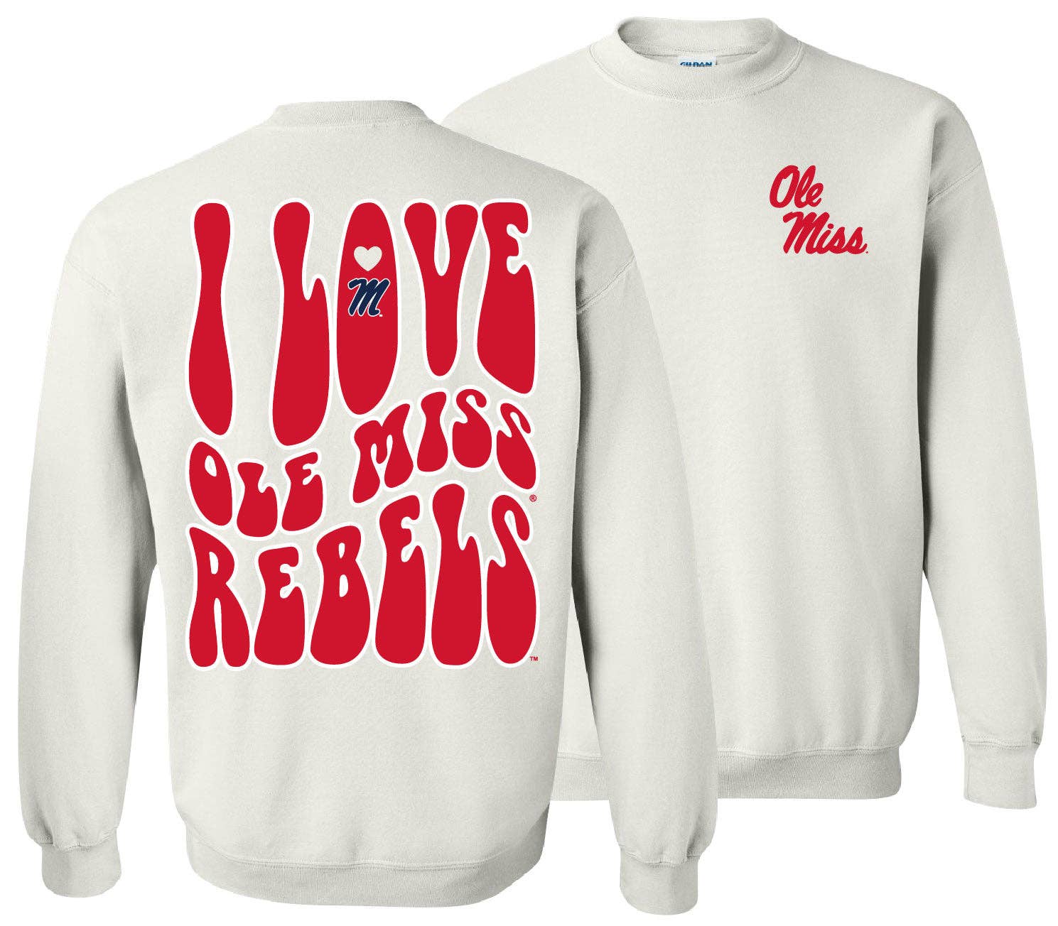 College-Ole Miss Love Team Sweatshirt-White T-Shirts, Hoodie | PodTeesHub.com