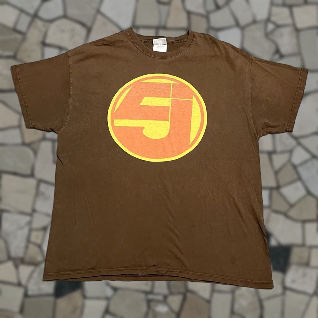 Vintage Jurassic 5 Hip Hop T Shirt Men L Brown Short Sleeve Hanes Heavyweight Graphic Print Hoodie, Sweatshirt