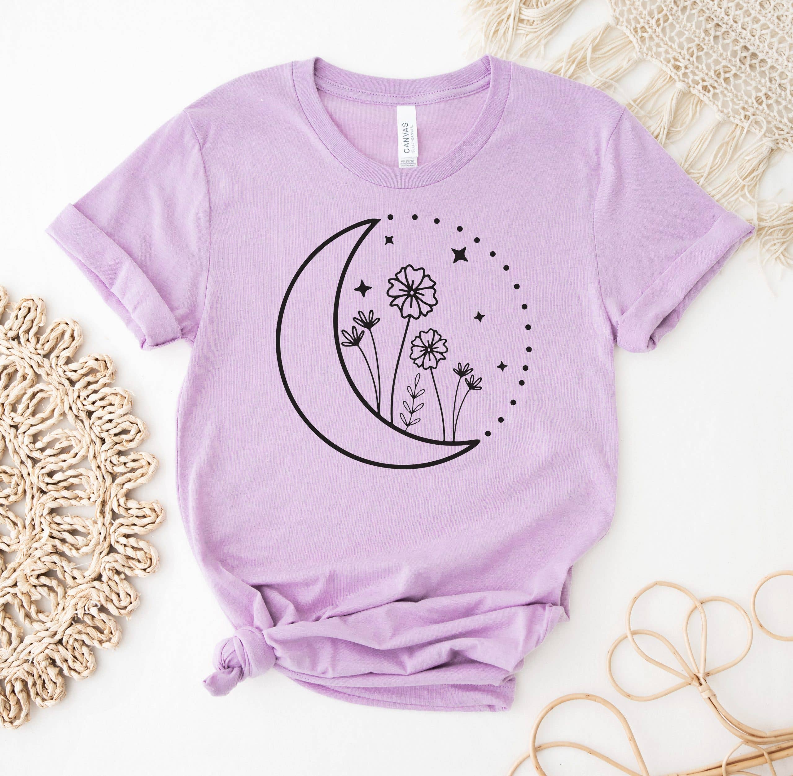 Floral Moon T-Shirt Hoodie, Sweatshirt | PodTeesHub.com