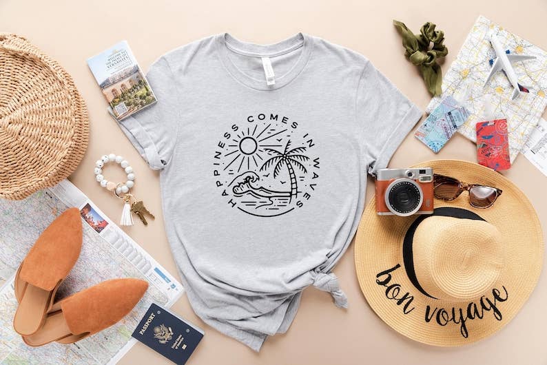Happiness Comes in Waves T-Shirt Hoodie, Sweatshirt | PodTeesHub.com