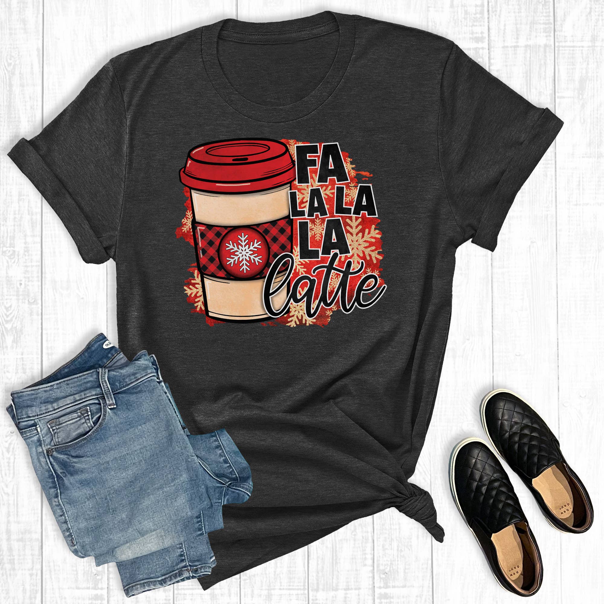Coffee Christmas Fa La La Latte Graphic Tee Hoodie, Sweatshirt | PodTeesHub.com