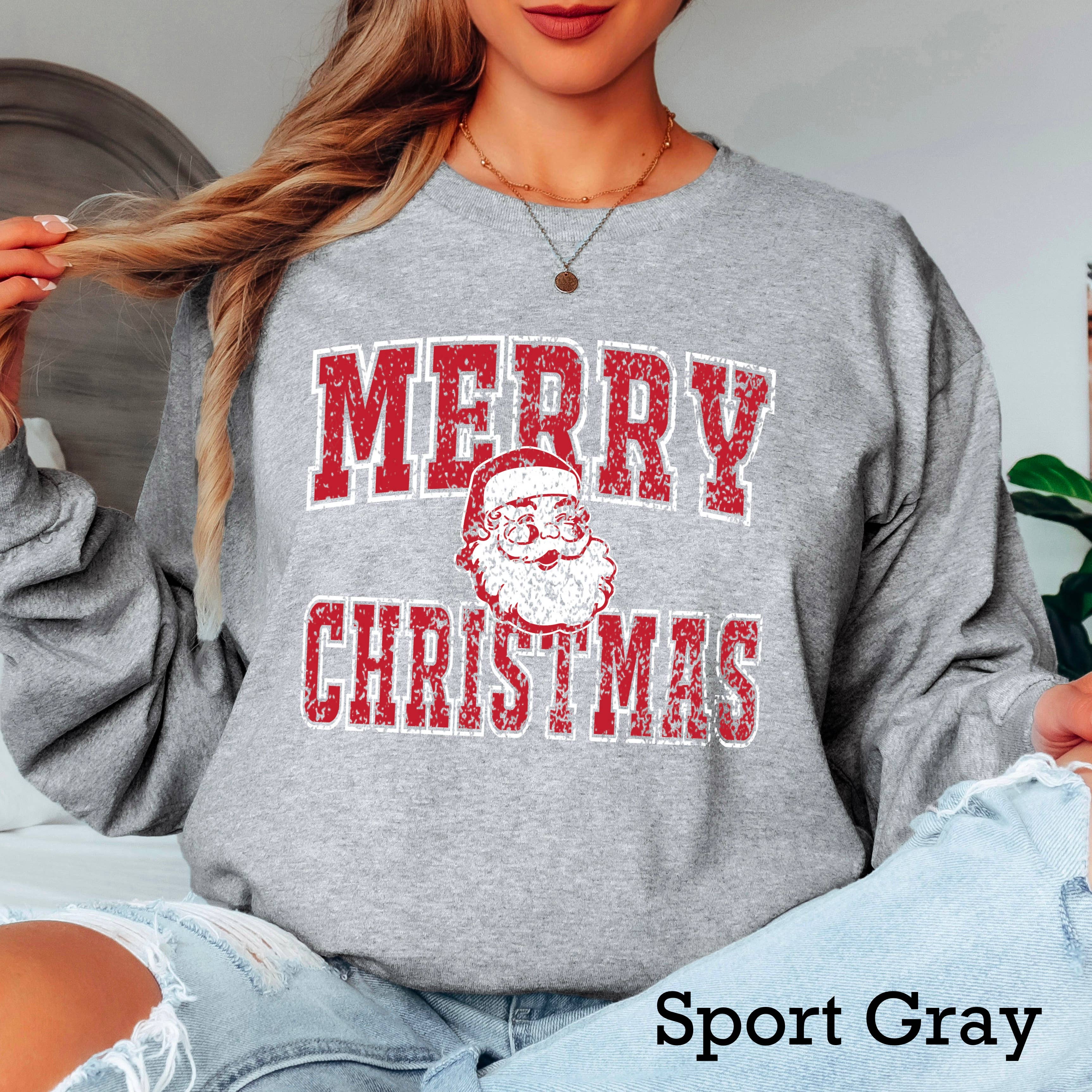 Vintage Merry Christmas Long Sleeve Shirt | Gildan Hoodie, Sweatshirt | PodTeesHub.com