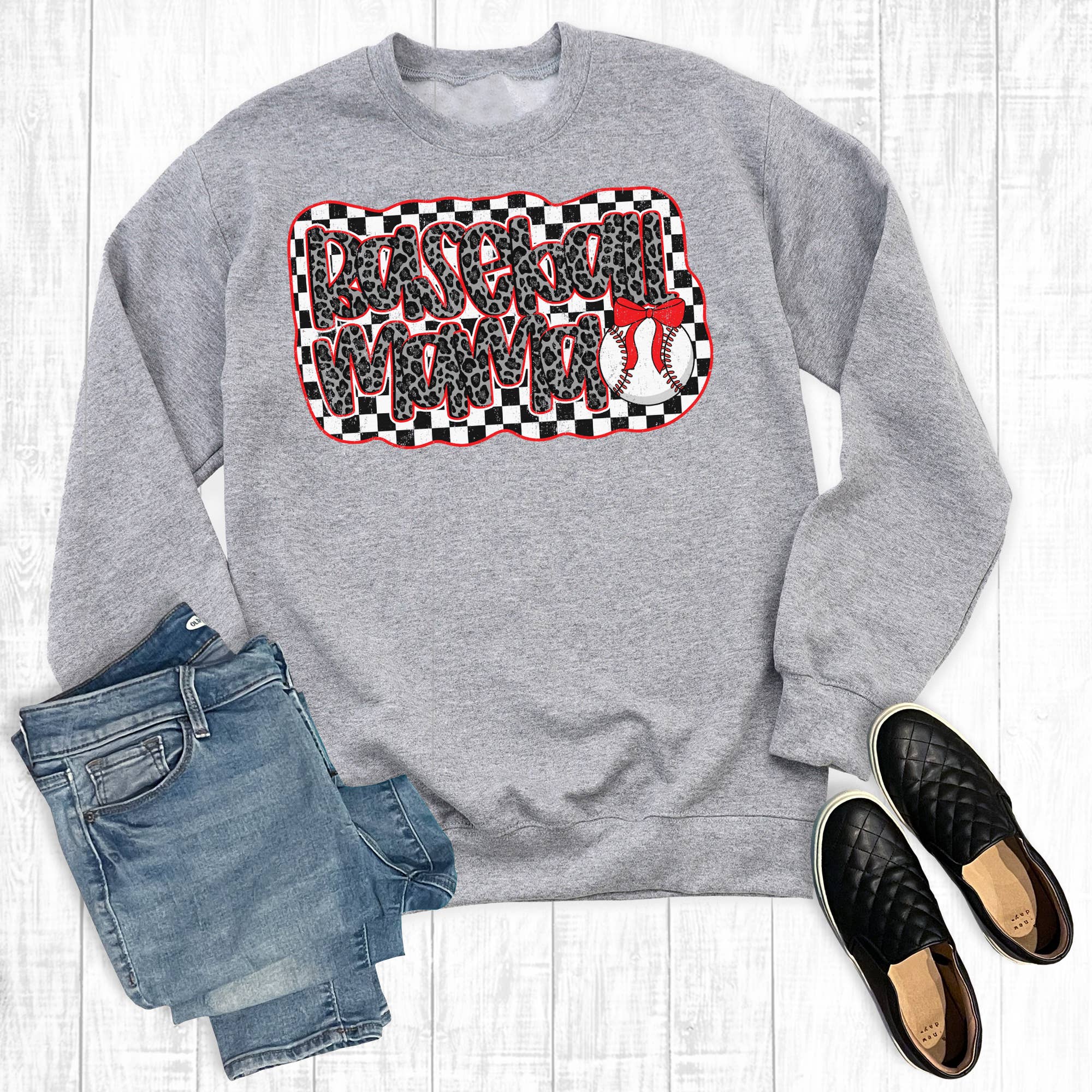 Retro Checkered Baseball Mama Sweatshirt T-Shirts, Hoodie | PodTeesHub.com
