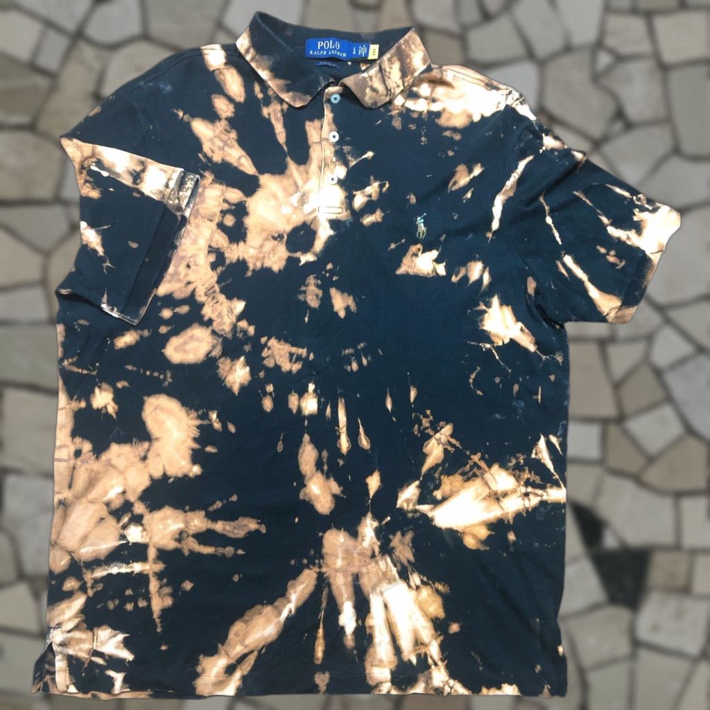 Ralph Lauren Polo Ralph Lauren Shirt Mens Tie Dye Black 90s Colorful College University Usa Tie Hoodie, Sweatshirt