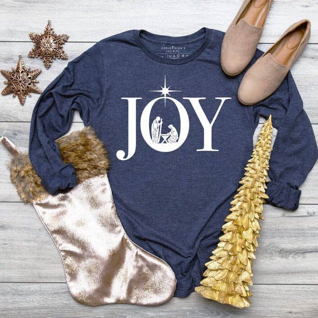 Joyous Nativity Long Sleeve Christmas Shirt Hoodie, Sweatshirt | PodTeesHub.com