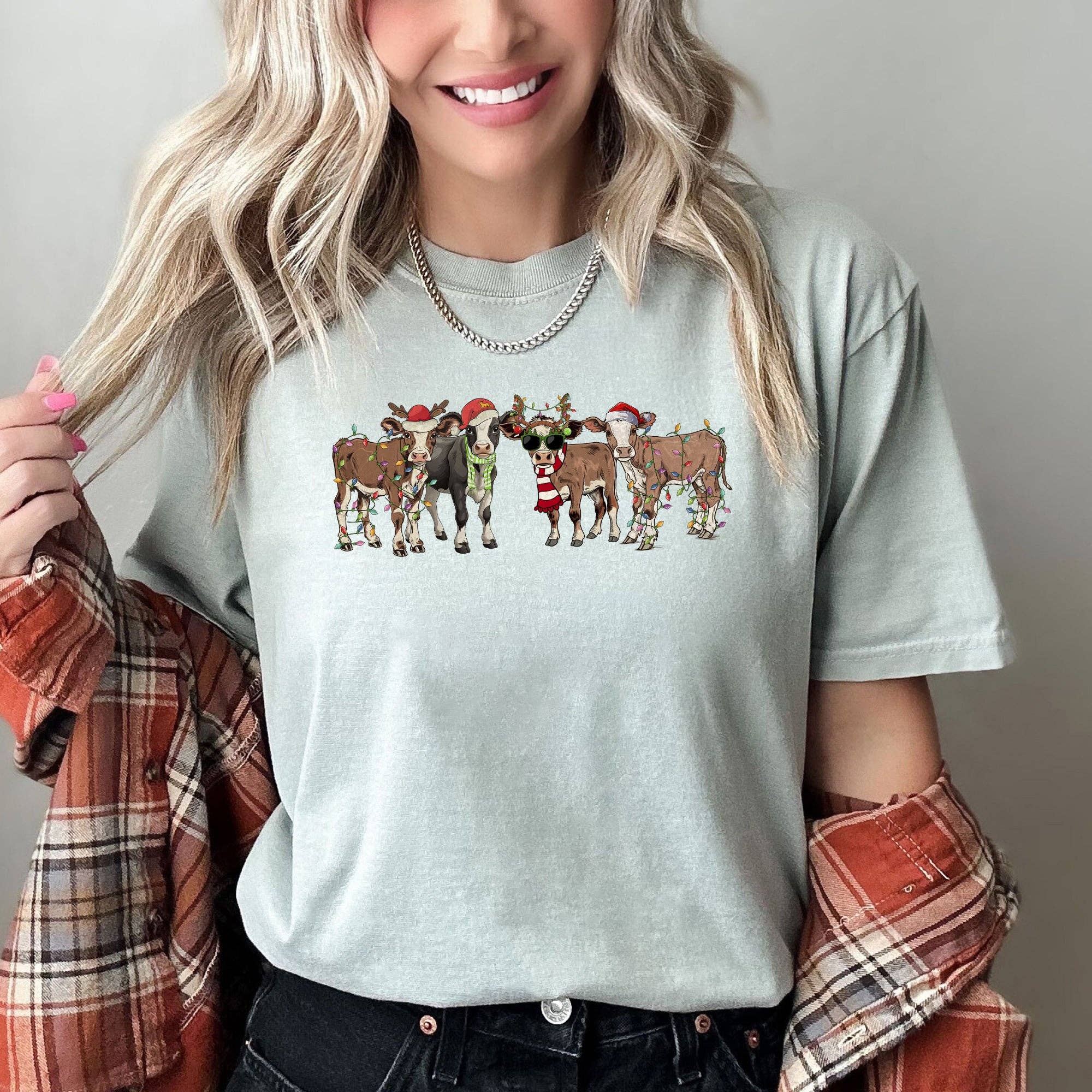 Christmas Calves, Cow Lovers, Santa, Farm Life T-Shirt Hoodie, Sweatshirt | PodTeesHub.com
