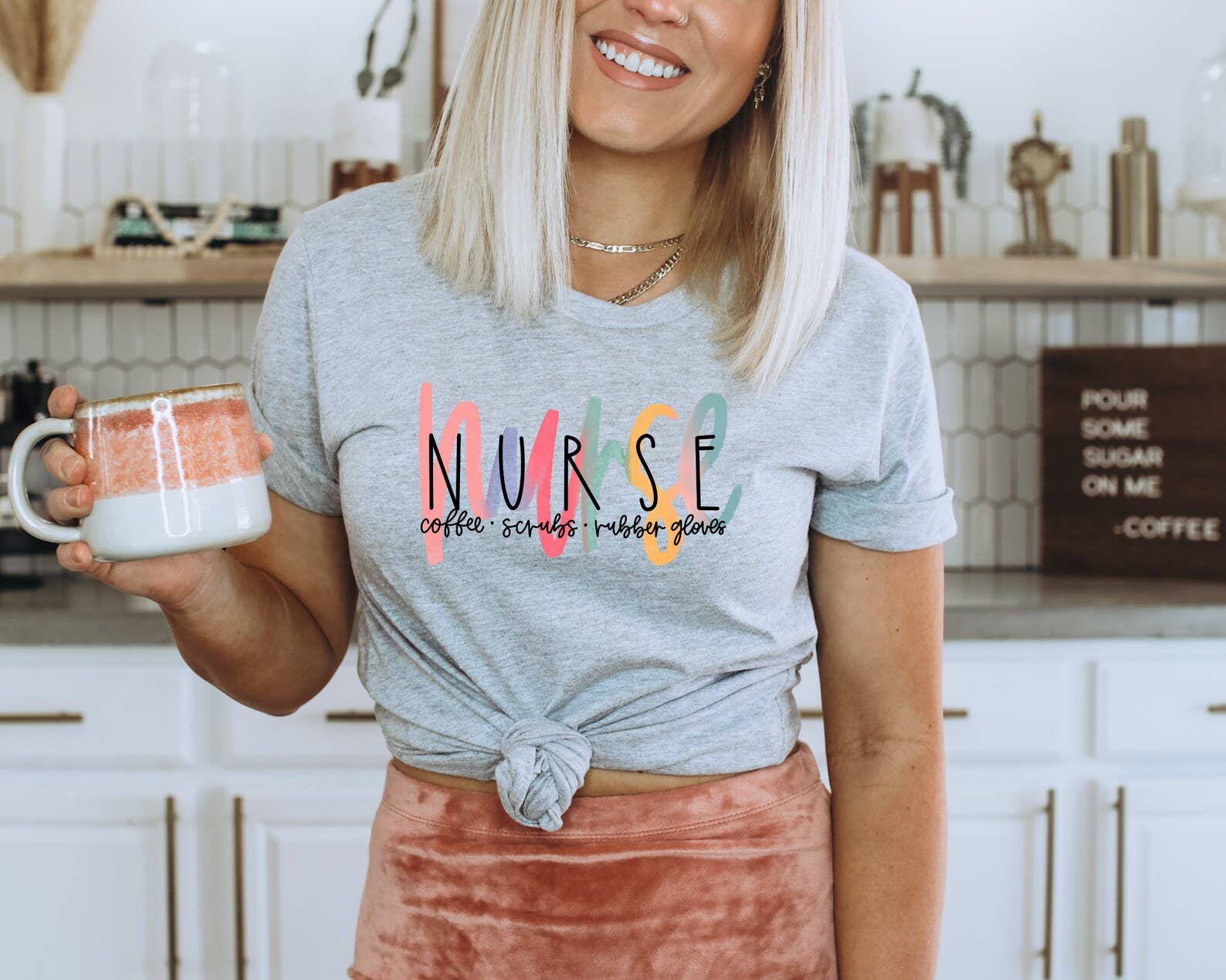 Nurse Coffee Scrubs Rubber Gloves T-Shirt Hoodie, Sweatshirt | PodTeesHub.com