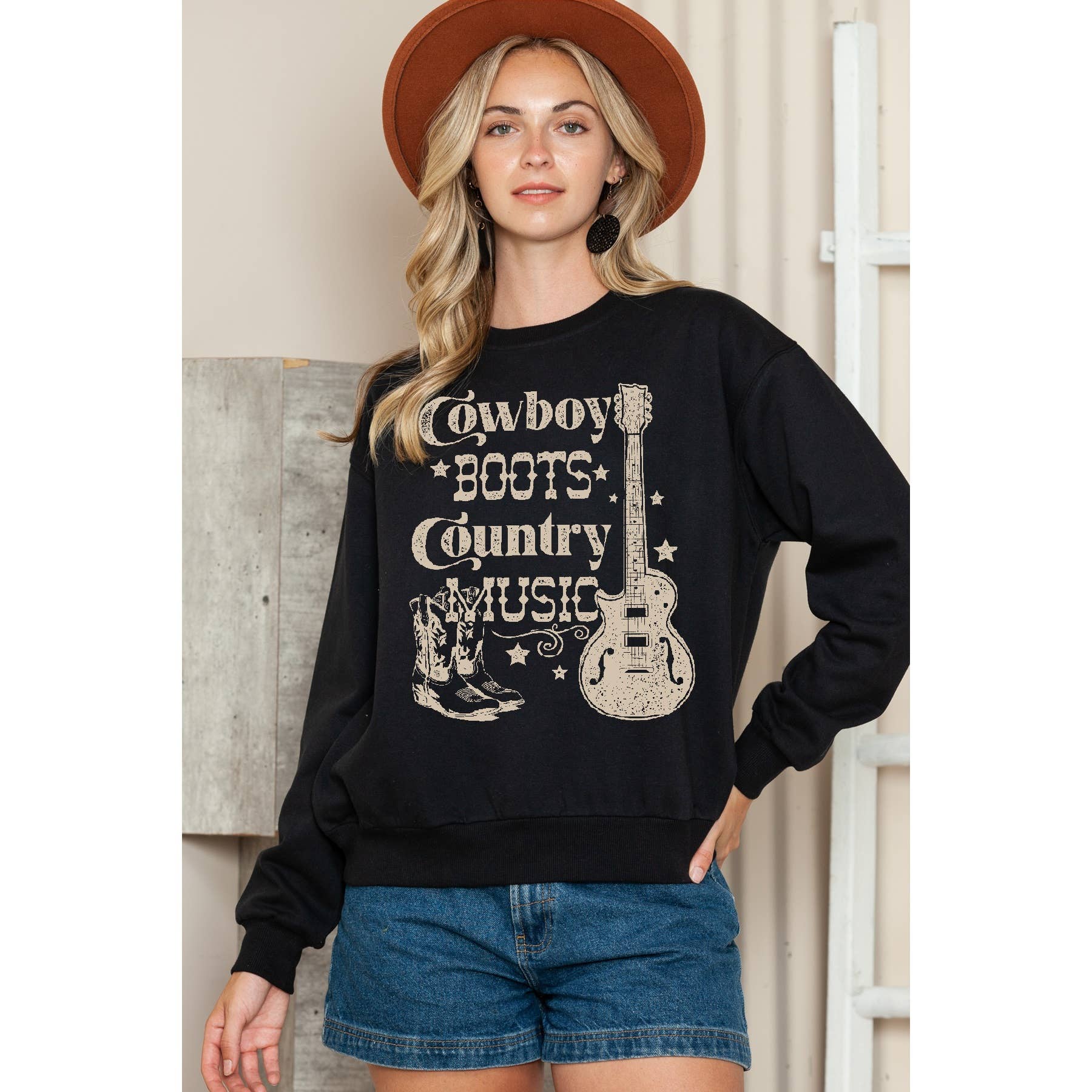 Cowboy Boots Country Music - Crewneck Sweatshirt T-Shirts, Hoodie | PodTeesHub.com