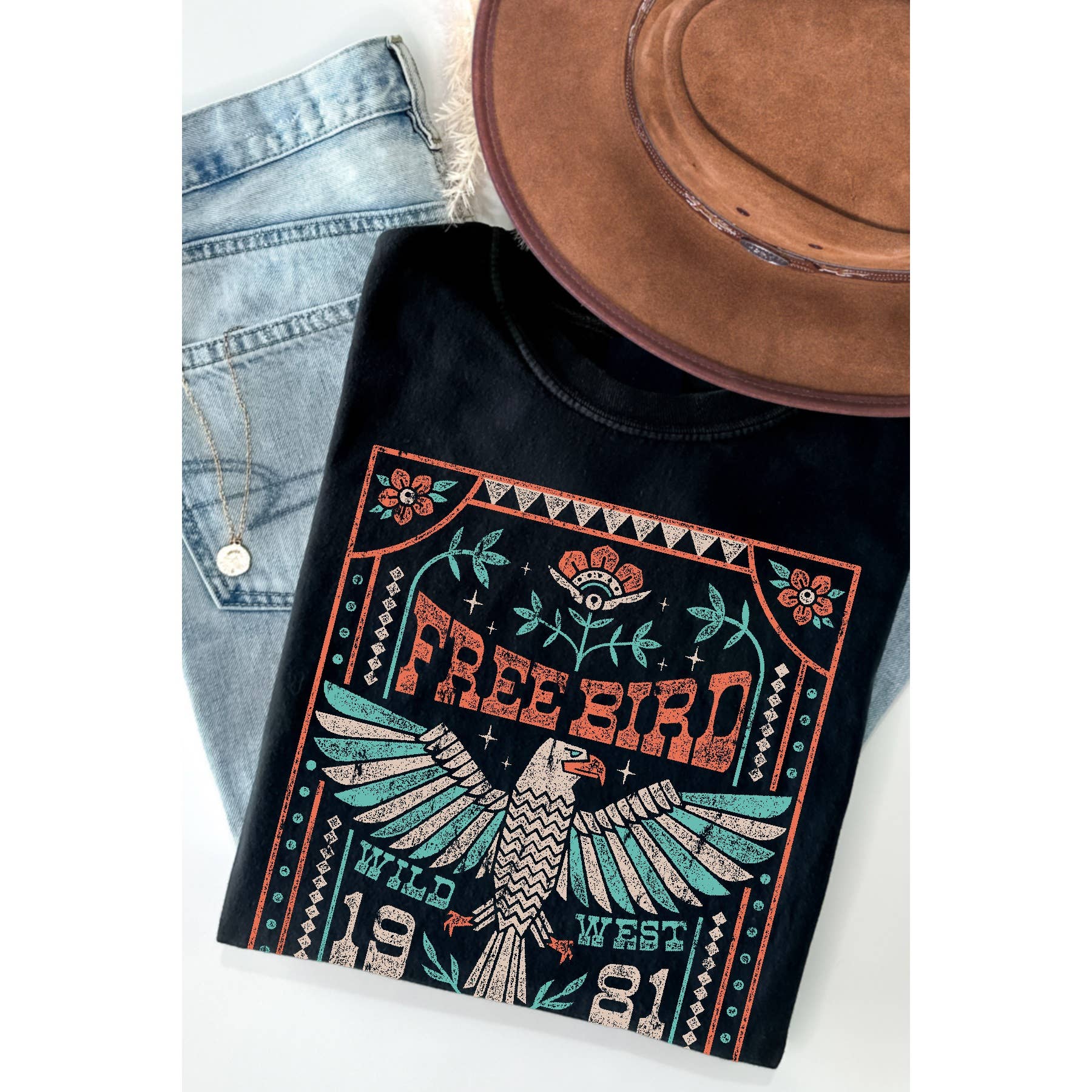 Free Bird Wild West Short Sleeve Tee Hoodie, Sweatshirt | PodTeesHub.com