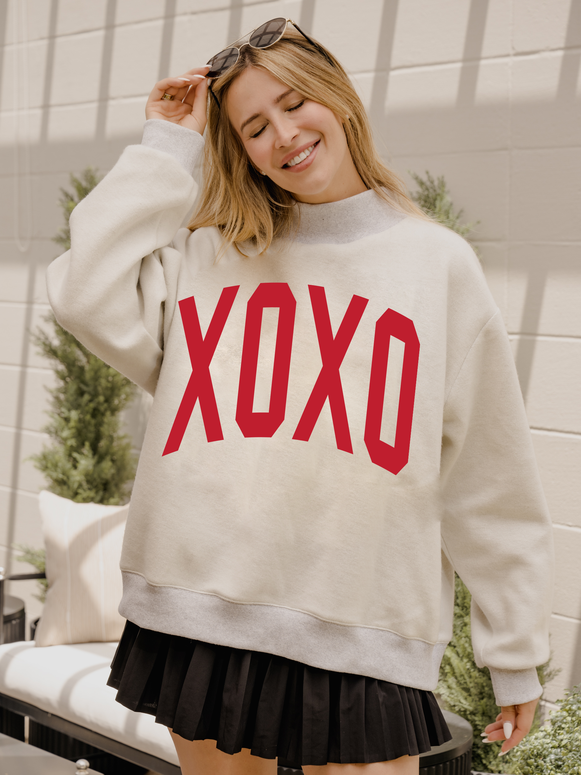 Xoxo Valentine's Day Gray Reversible Mock Neck Sweatshirt T-Shirts, Hoodie | PodTeesHub.com