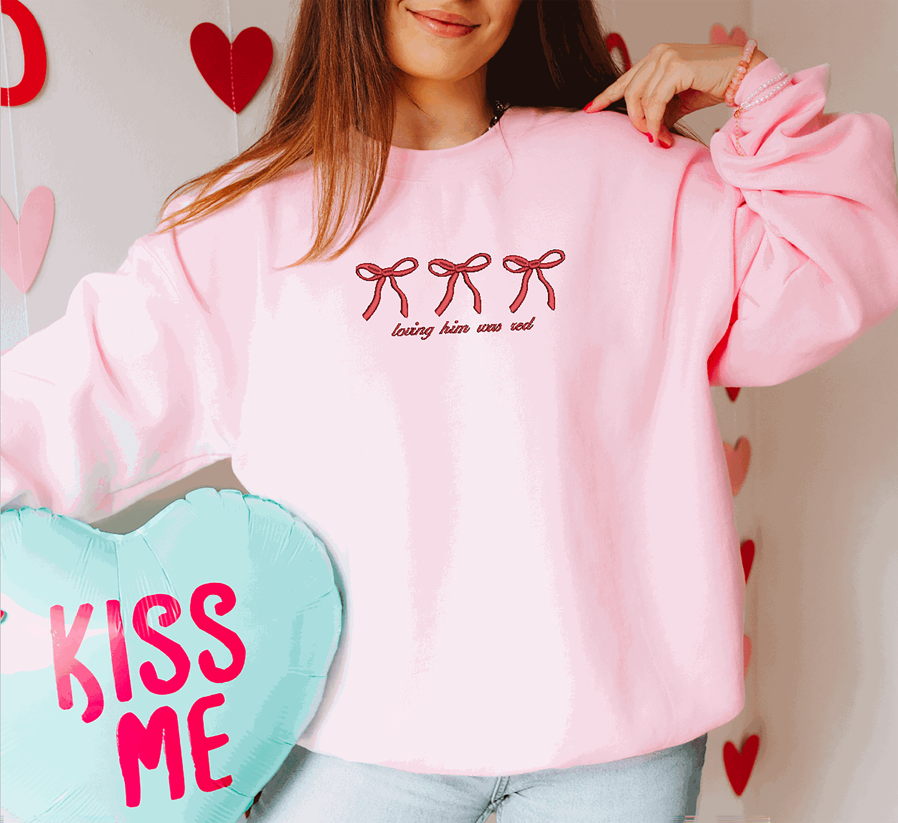 Love Sweatshirt, Valentines Crewneck, Loving Him Was Red T-Shirts, Hoodie | PodTeesHub.com