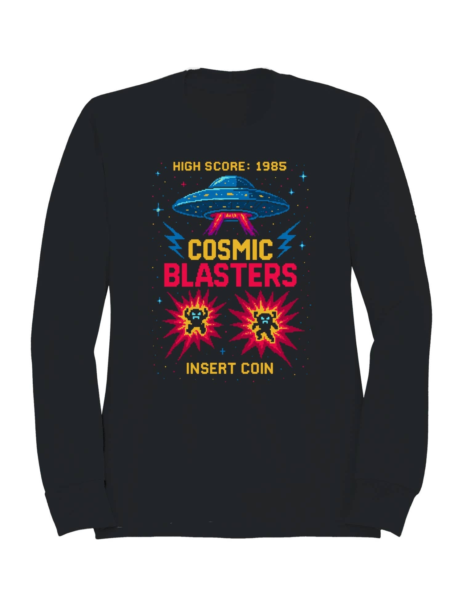 Cosmic Blasters Retro Arcade Art Women's Sweatshirt T-Shirts, Hoodie | PodTeesHub.com