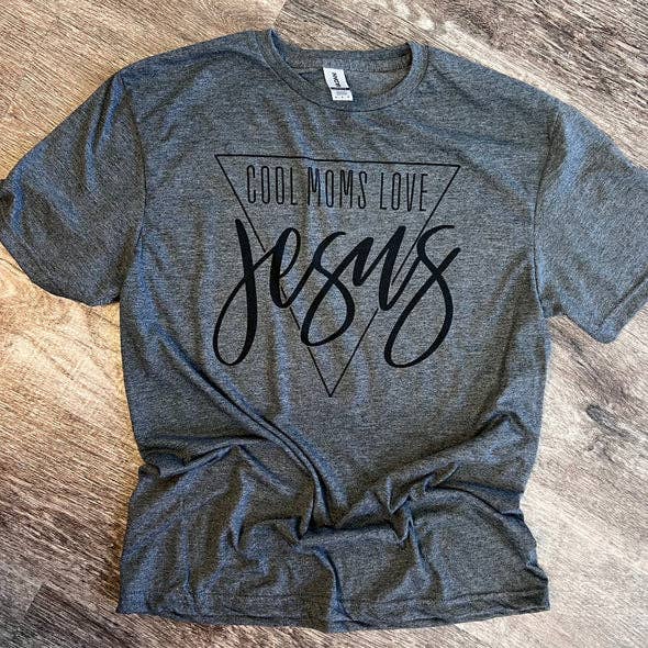 Cool Moms Love Jesus On Heather Dark Gray Tee Hoodie, Sweatshirt | PodTeesHub.com