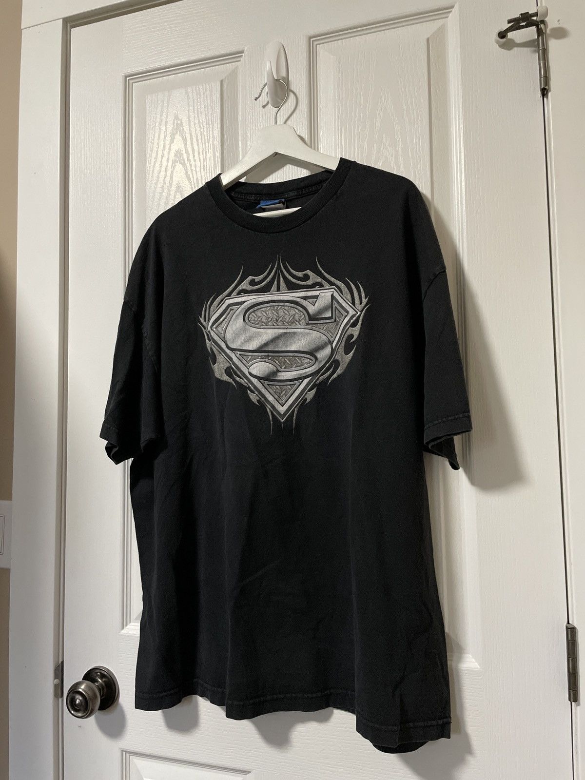 Vintage Rare Y2k Superman Tribal Steel Flames Tee Hoodie, Sweatshirt | PodTeesHub.com
