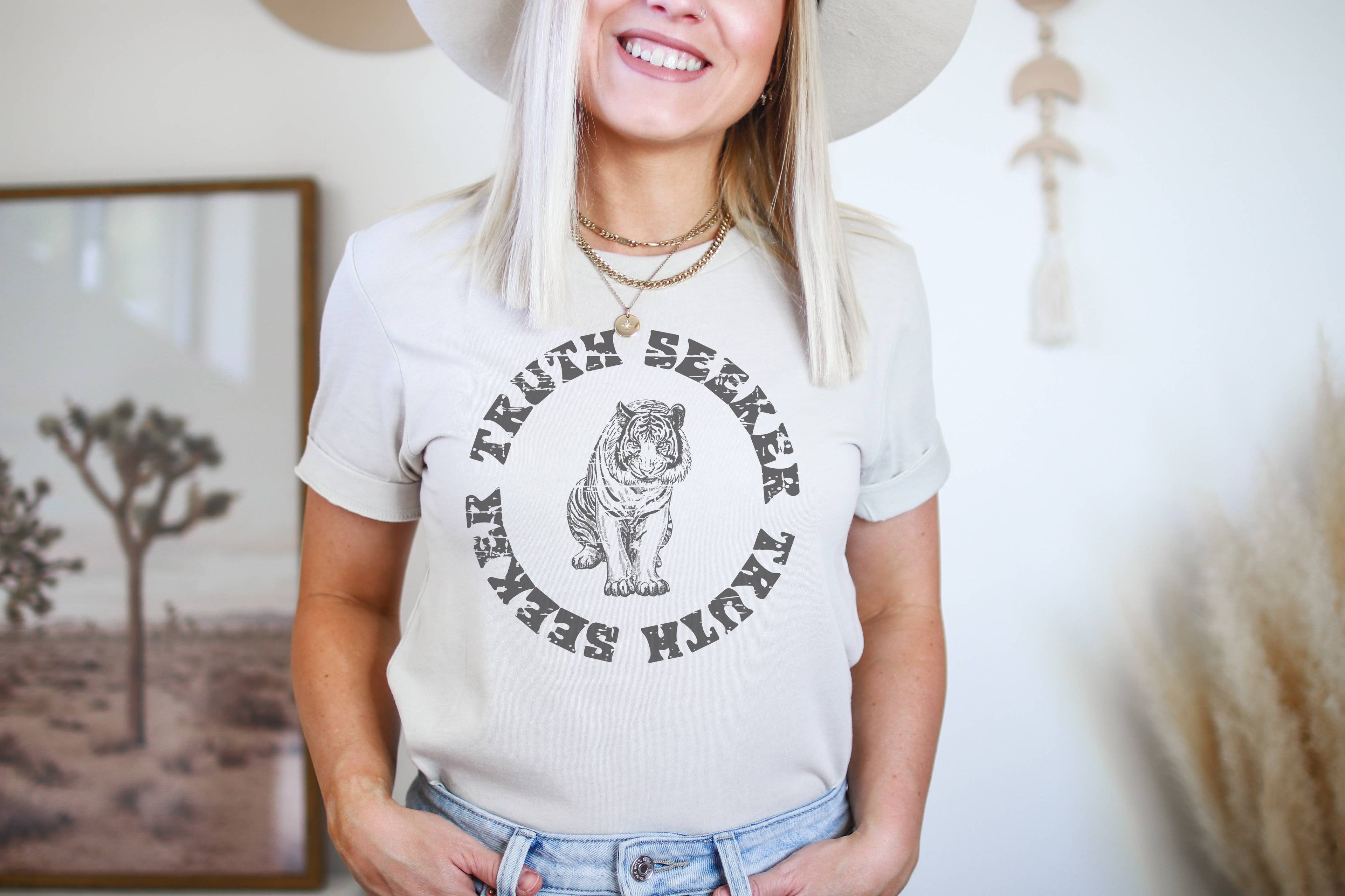 Truth Seeker Graphic Tee | Women's Tees | Tiger Retro Hoodie, Sweatshirt | PodTeesHub.com