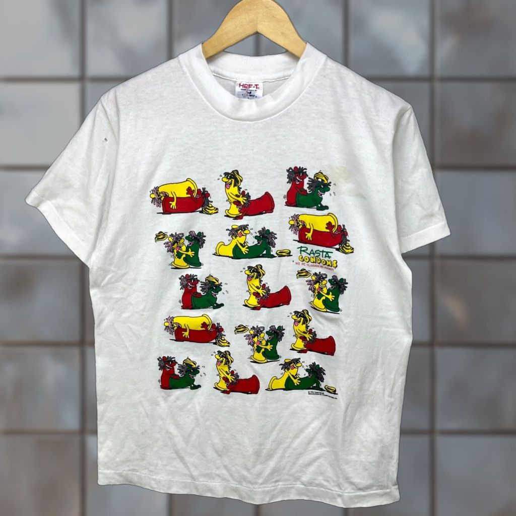 Vintage Sex Position Condoms Rasta Funny Large Xl White Shirt 90s T-Shirts, Hoodie, Sweatshirt