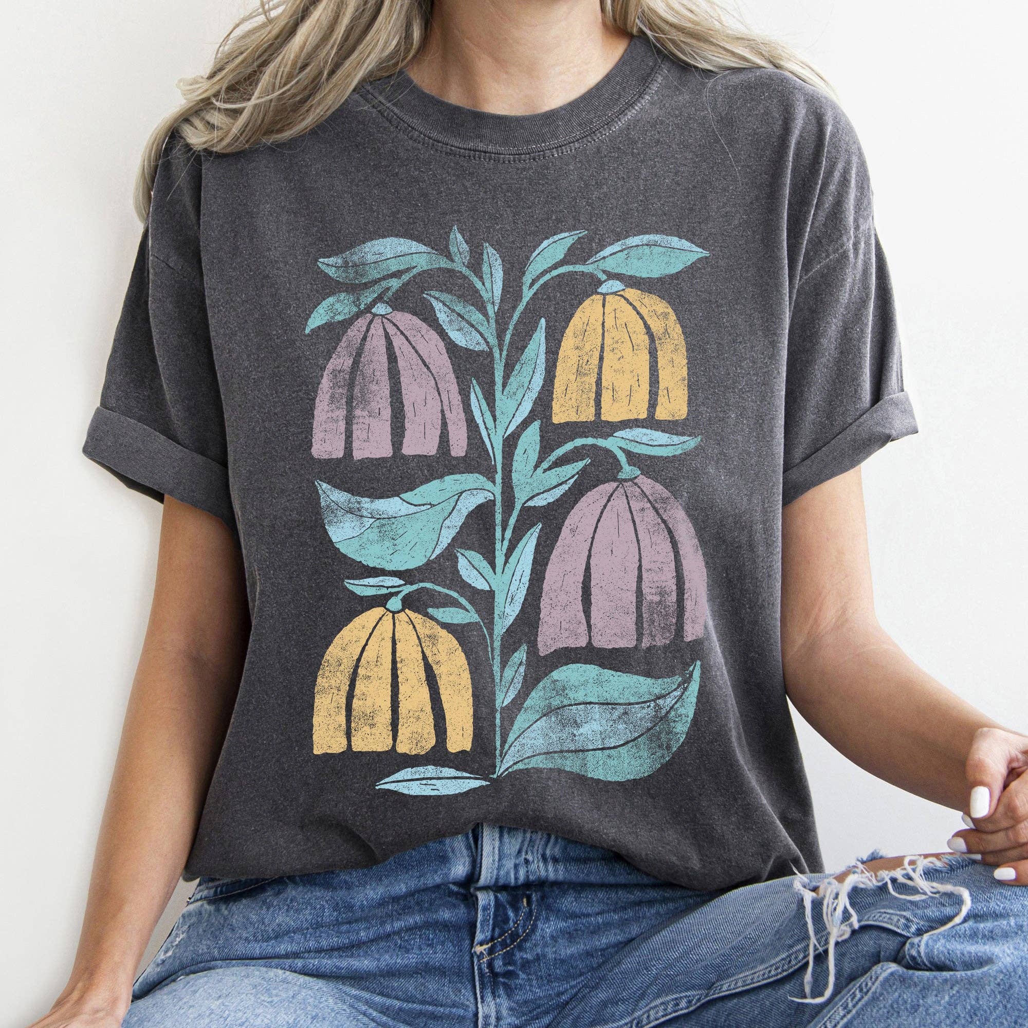Boho Folk Art Vintage Floral T-Shirt Hoodie, Sweatshirt | PodTeesHub.com