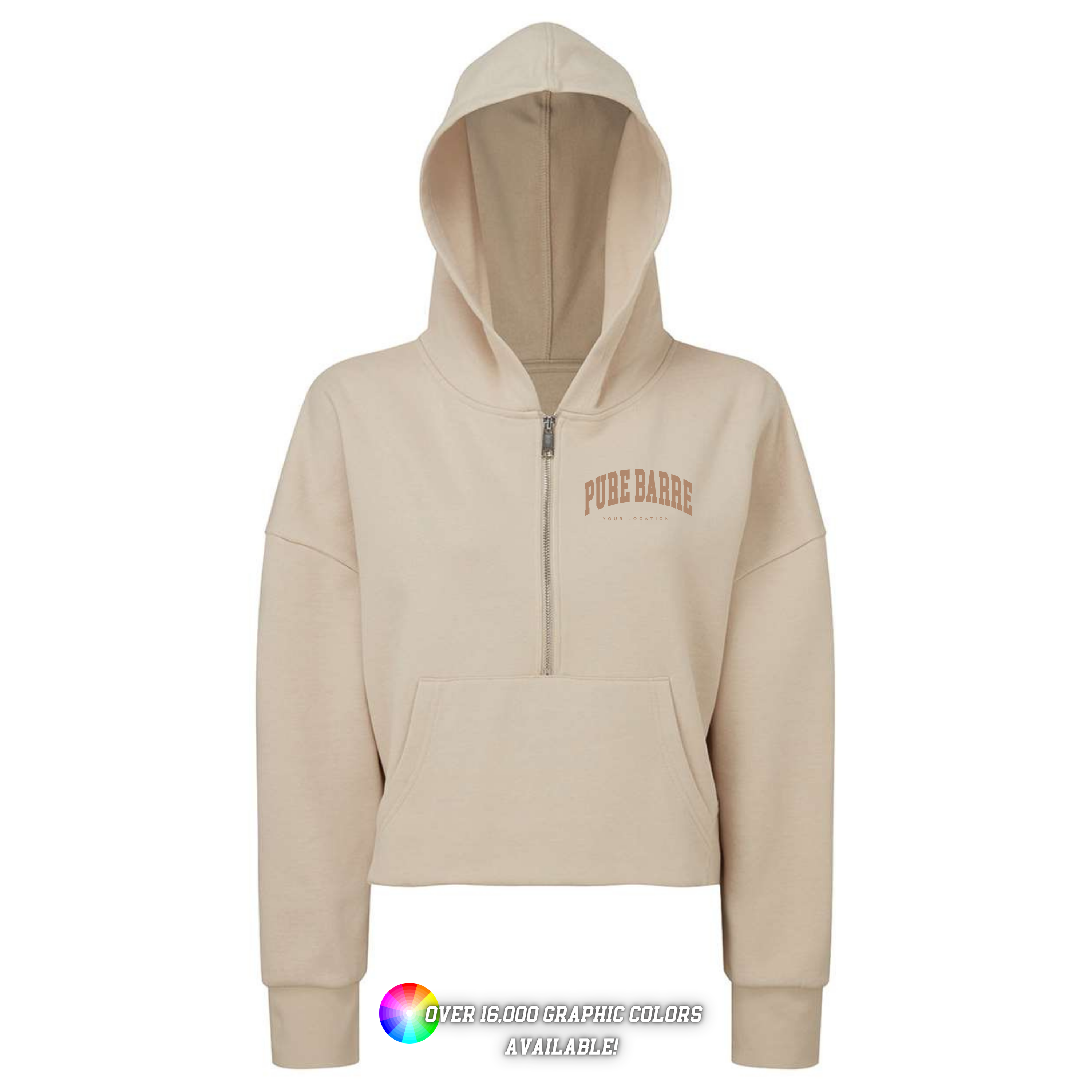 Custom Branded Logo Half Zip Cropped Hoodie with Thumbhole T-Shirts, Sweatshirt | PodTeesHub.com