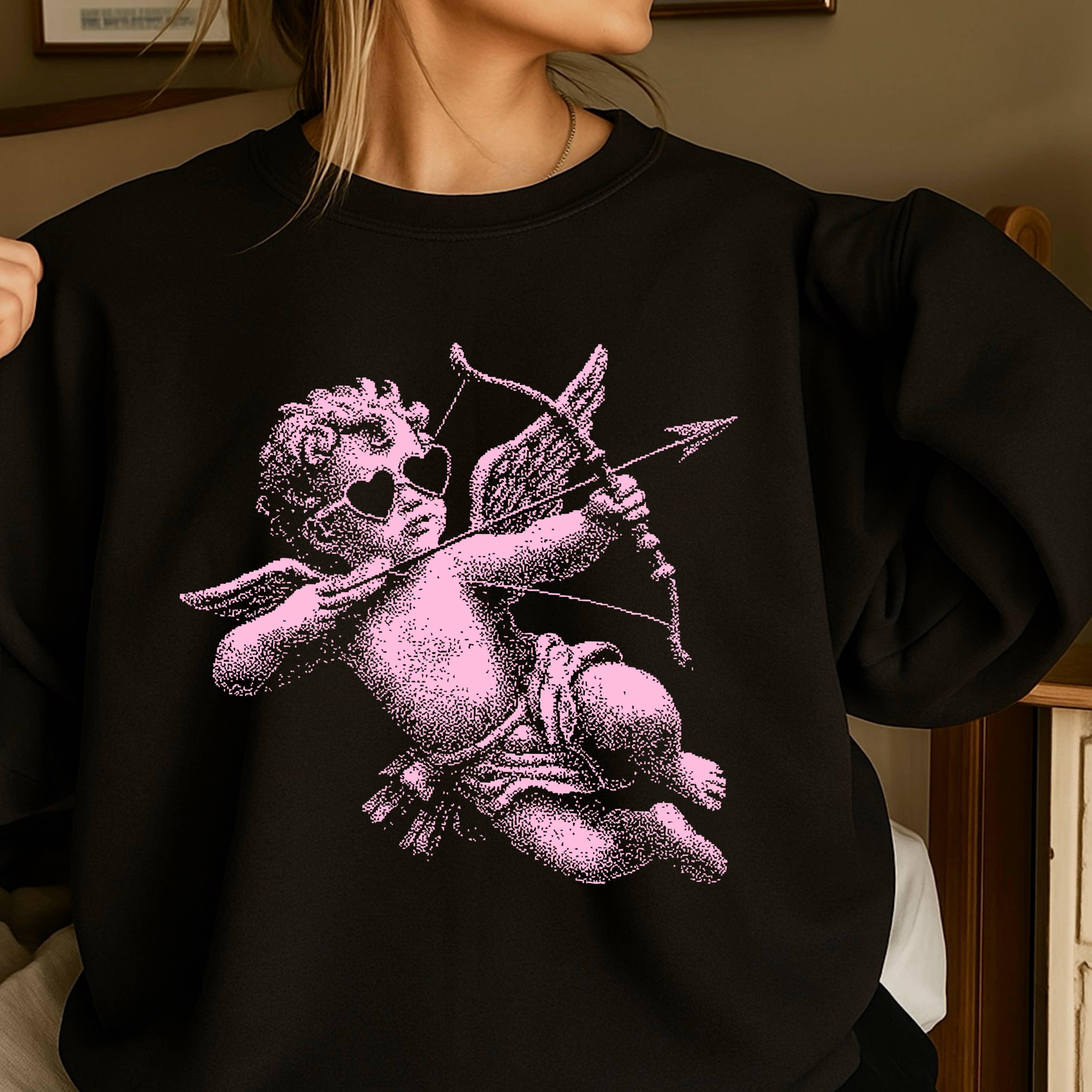 Halftone Cupid Valentine’S Day Sweatshirt | Gildan Brand T-Shirts, Hoodie | PodTeesHub.com