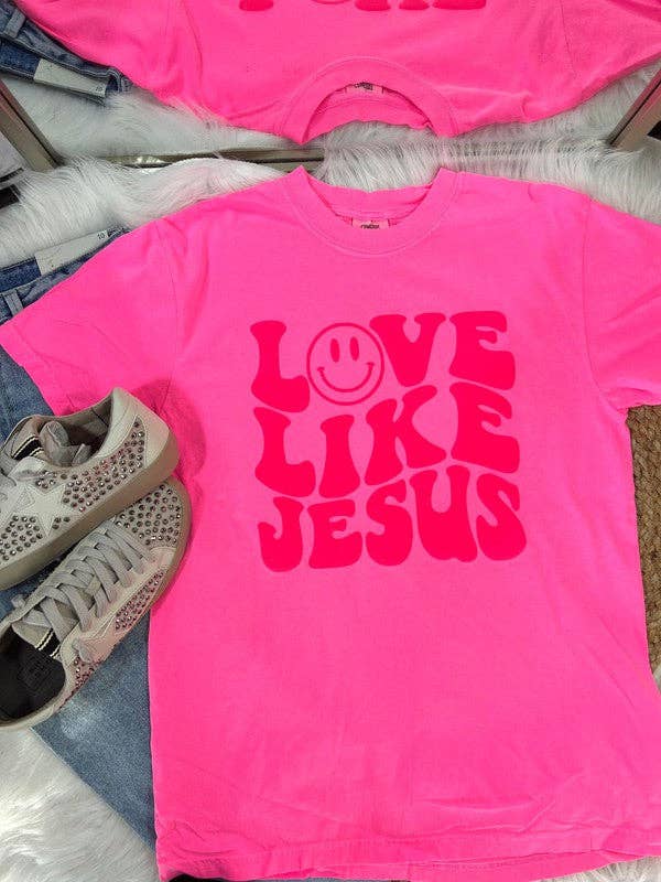 Love Like Jesus Happy Retro Wave Puff Vinyl Tee Hoodie, Sweatshirt | PodTeesHub.com