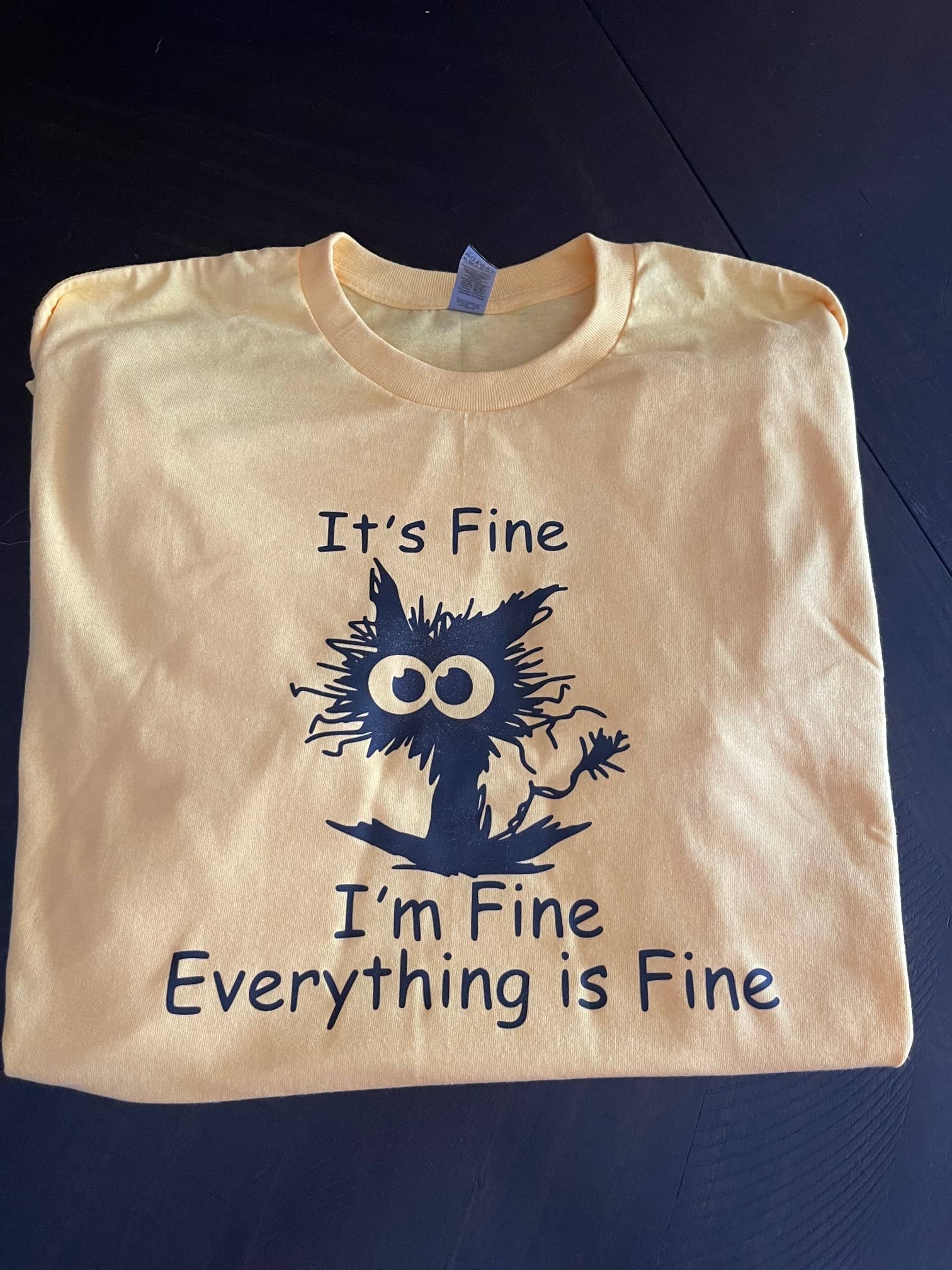I'm Fine - Frazzled Cat T-Shirt (Yellow) Hoodie, Sweatshirt | PodTeesHub.com