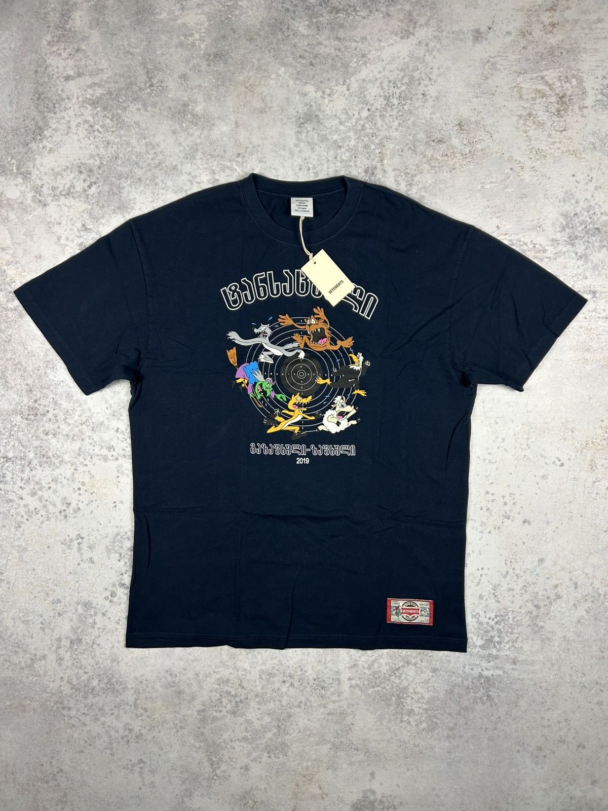 Rare 2019 Vetements Navy Cartoon T Shirt M Hoodie, Sweatshirt | PodTeesHub.com