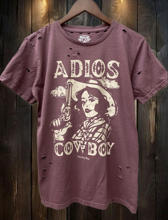 Adios Cowboy Unisex Distressed T-Shirt Hoodie, Sweatshirt | PodTeesHub.com