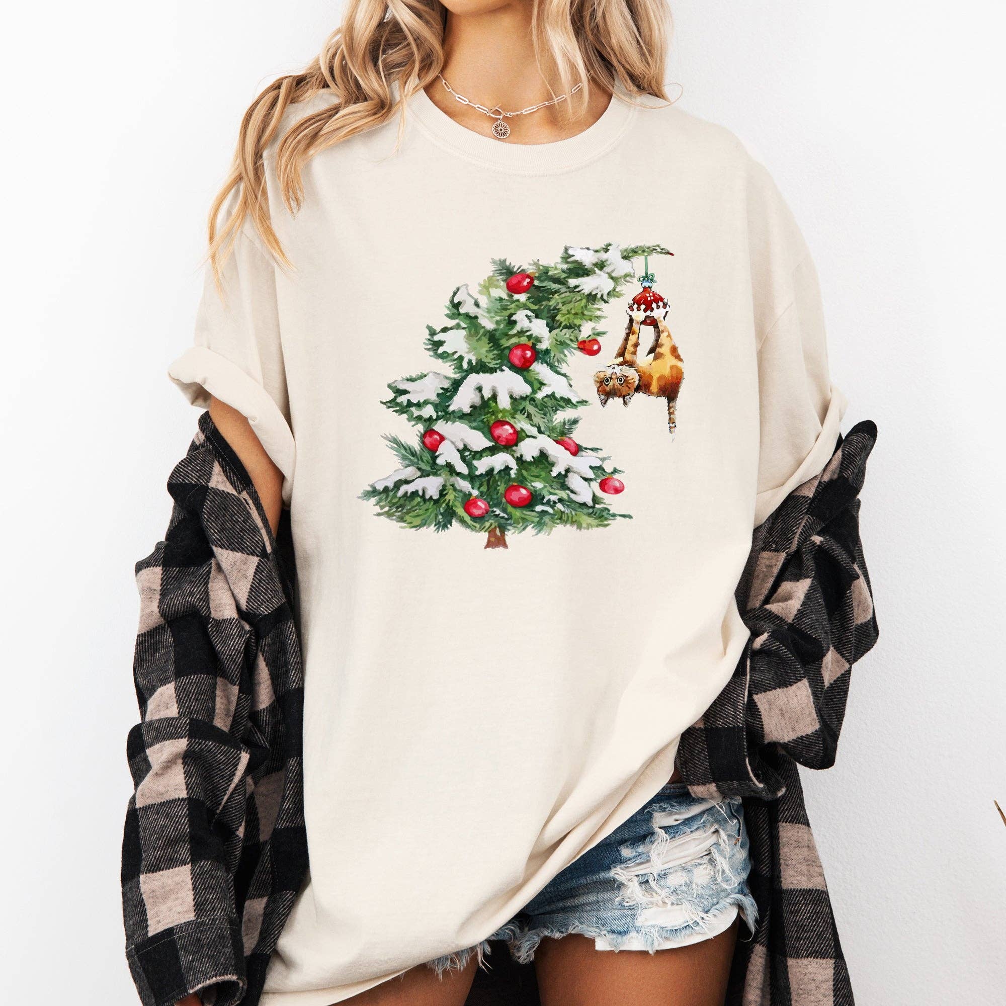 Cat Christmas Tree, Funny, Naughty Santa Snow, Xmas Tshirt Hoodie, Sweatshirt | PodTeesHub.com