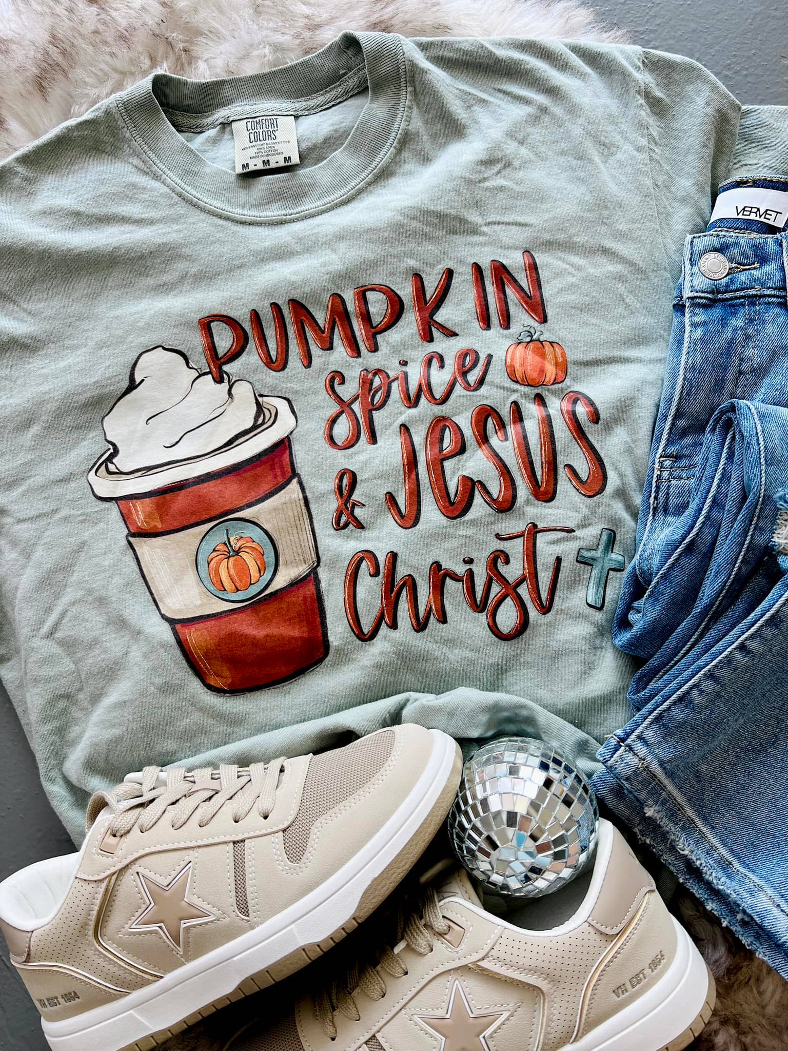 Pumpkin Spice and Jesus Christ Pumpkin Latte Dtf Tee Hoodie, Sweatshirt | PodTeesHub.com